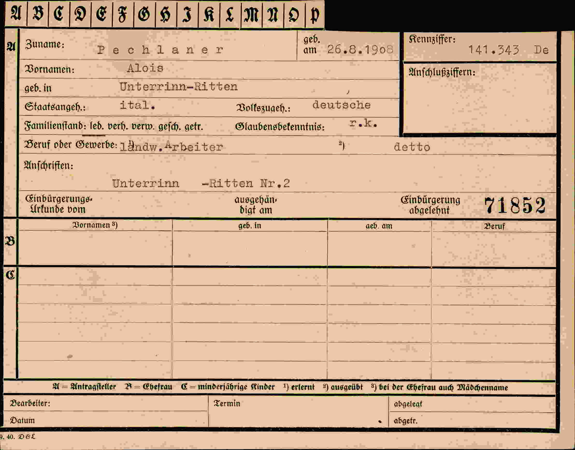 Dokument für Alois Pechlaner