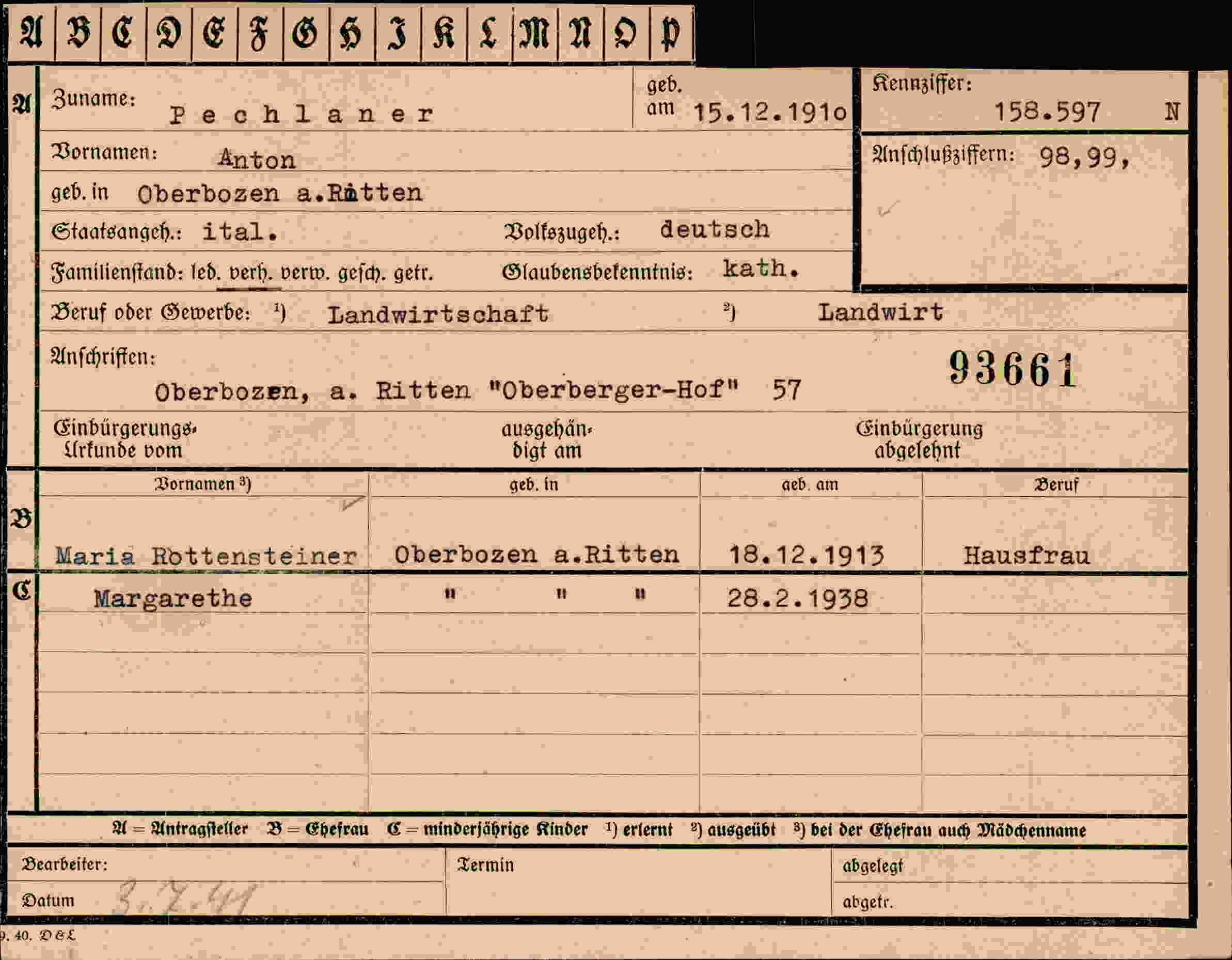 Dokument für Anton Pechlaner