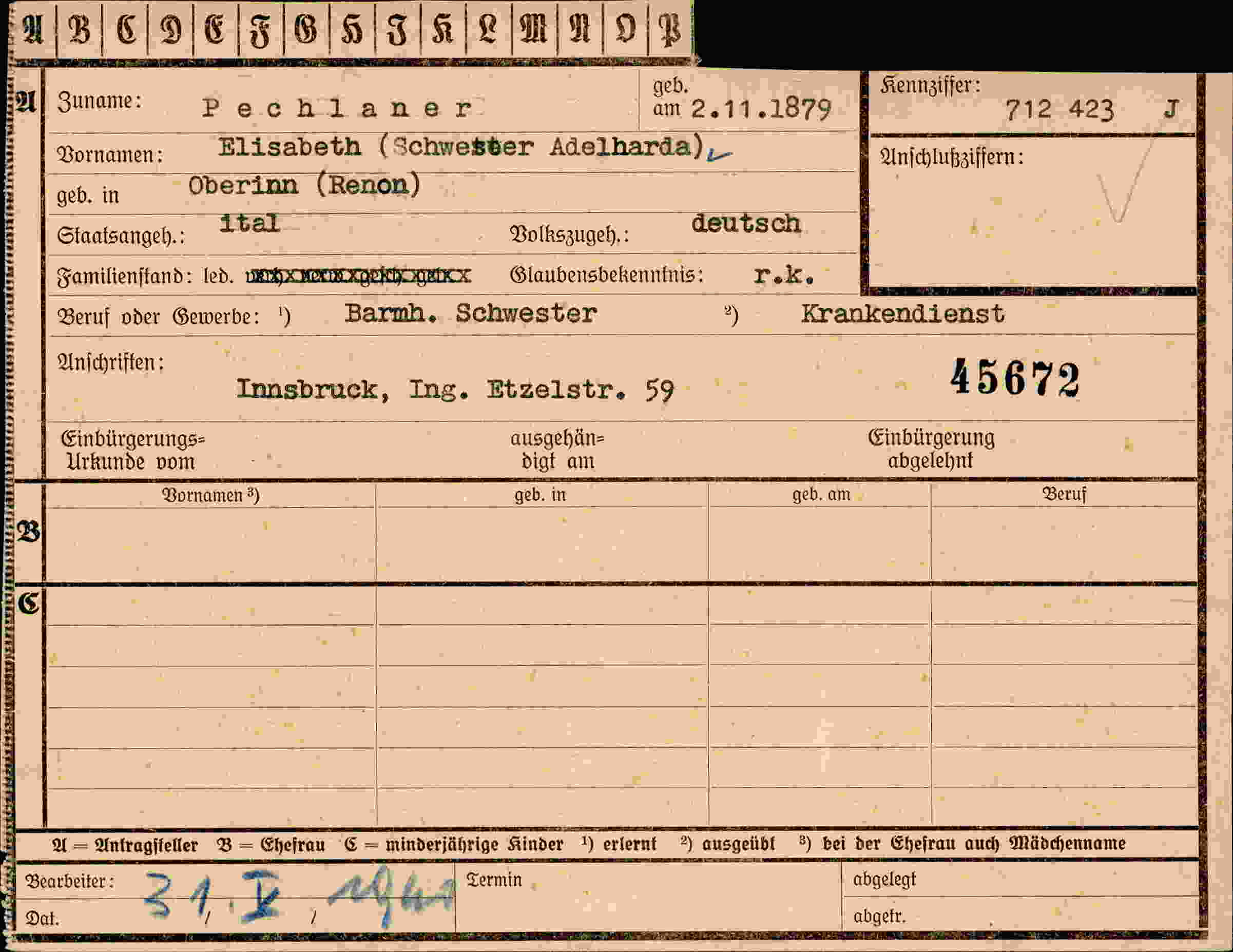 Dokument für Elisabeth Pechlaner
