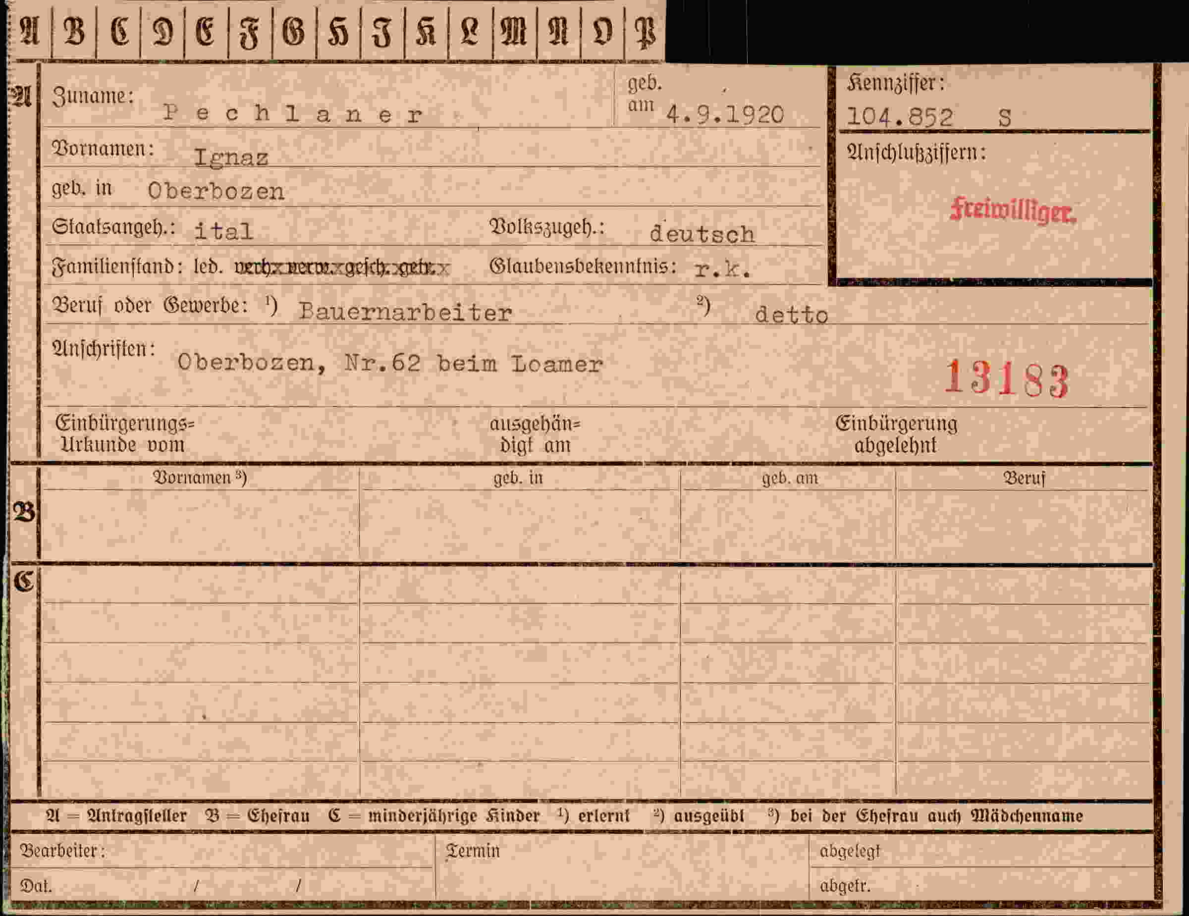 Vorderseite des Dokuments