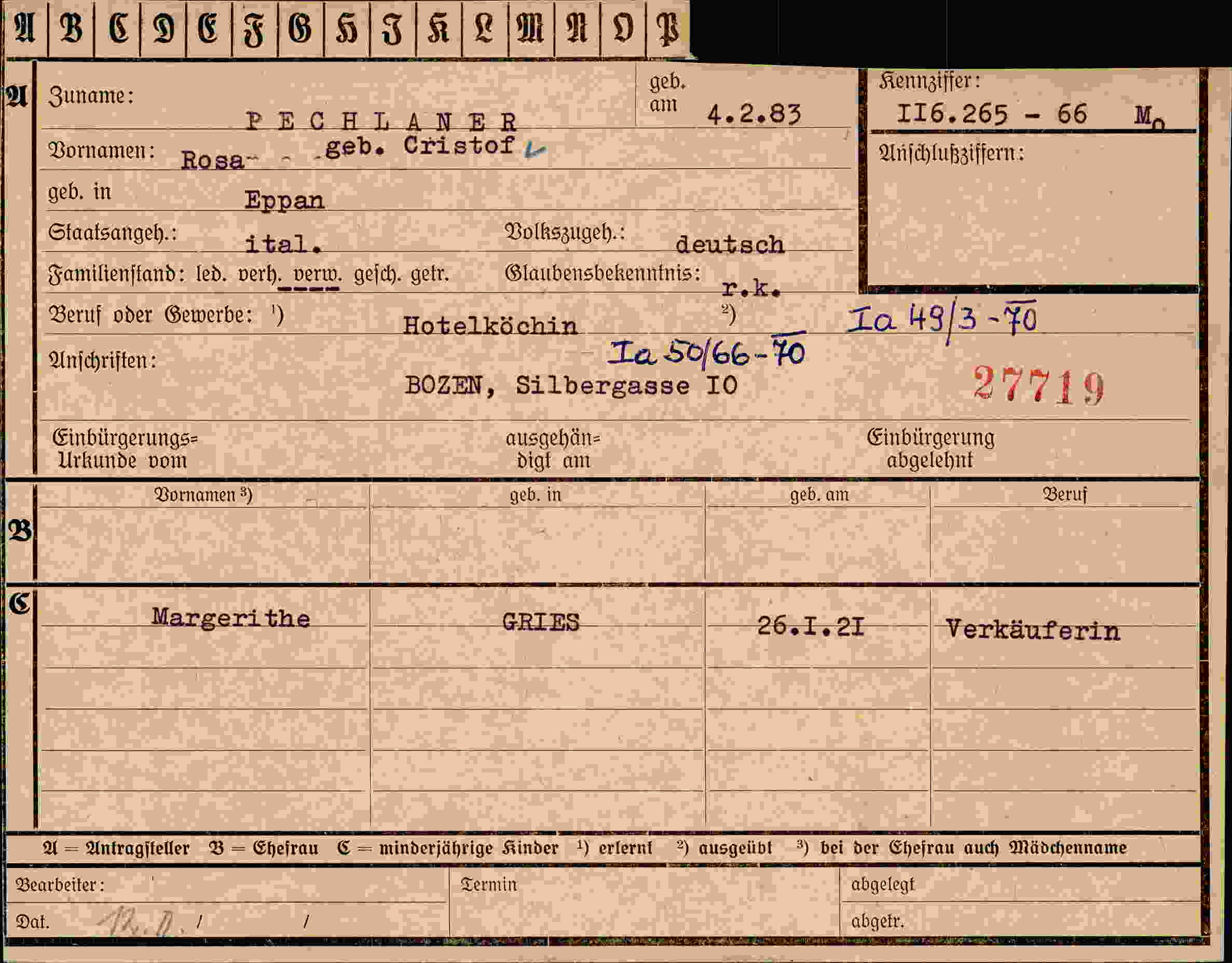 Vorderseite des Dokuments