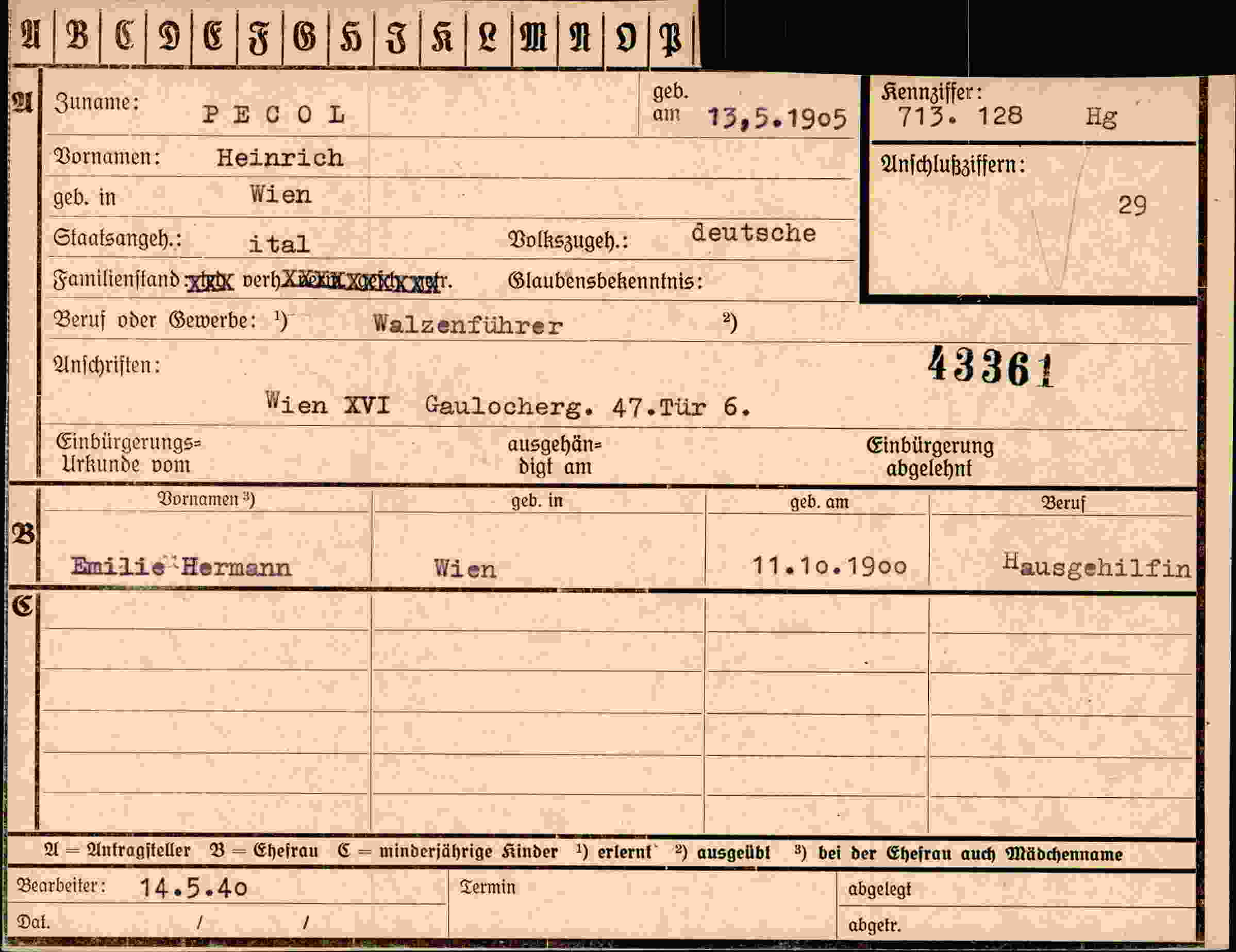 Dokument für Heinrich Pecol