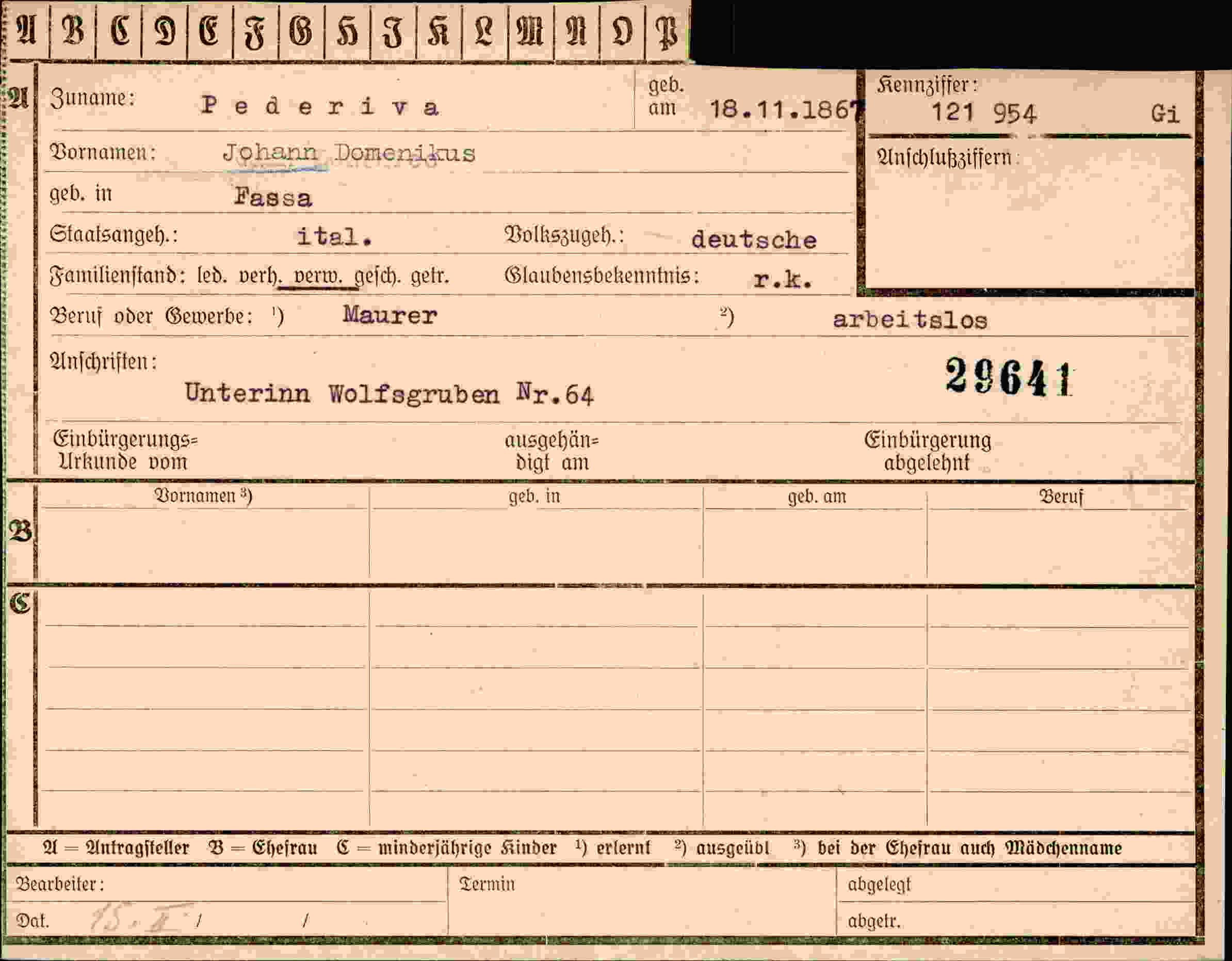 Vorderseite des Dokuments