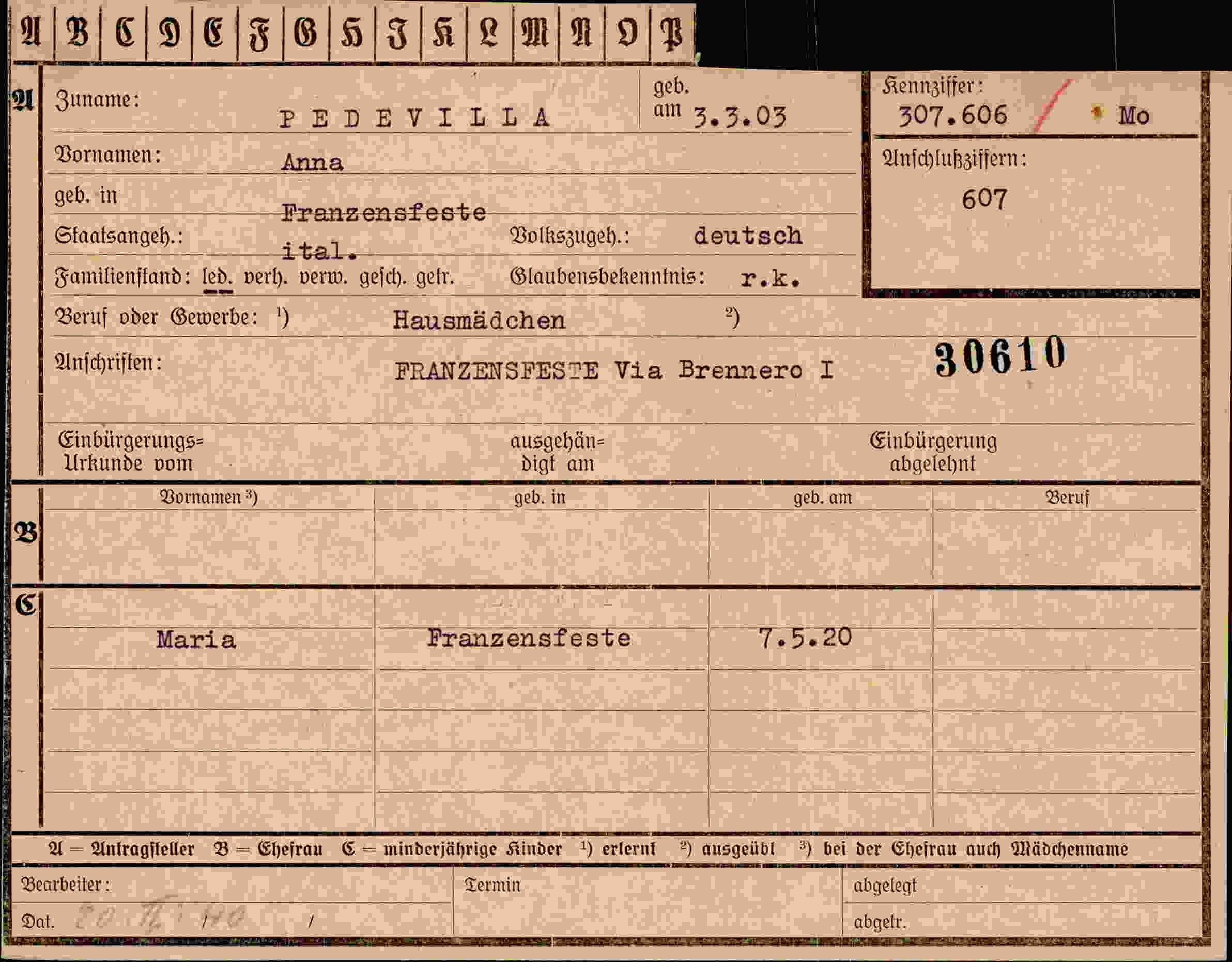 Vorderseite des Dokuments