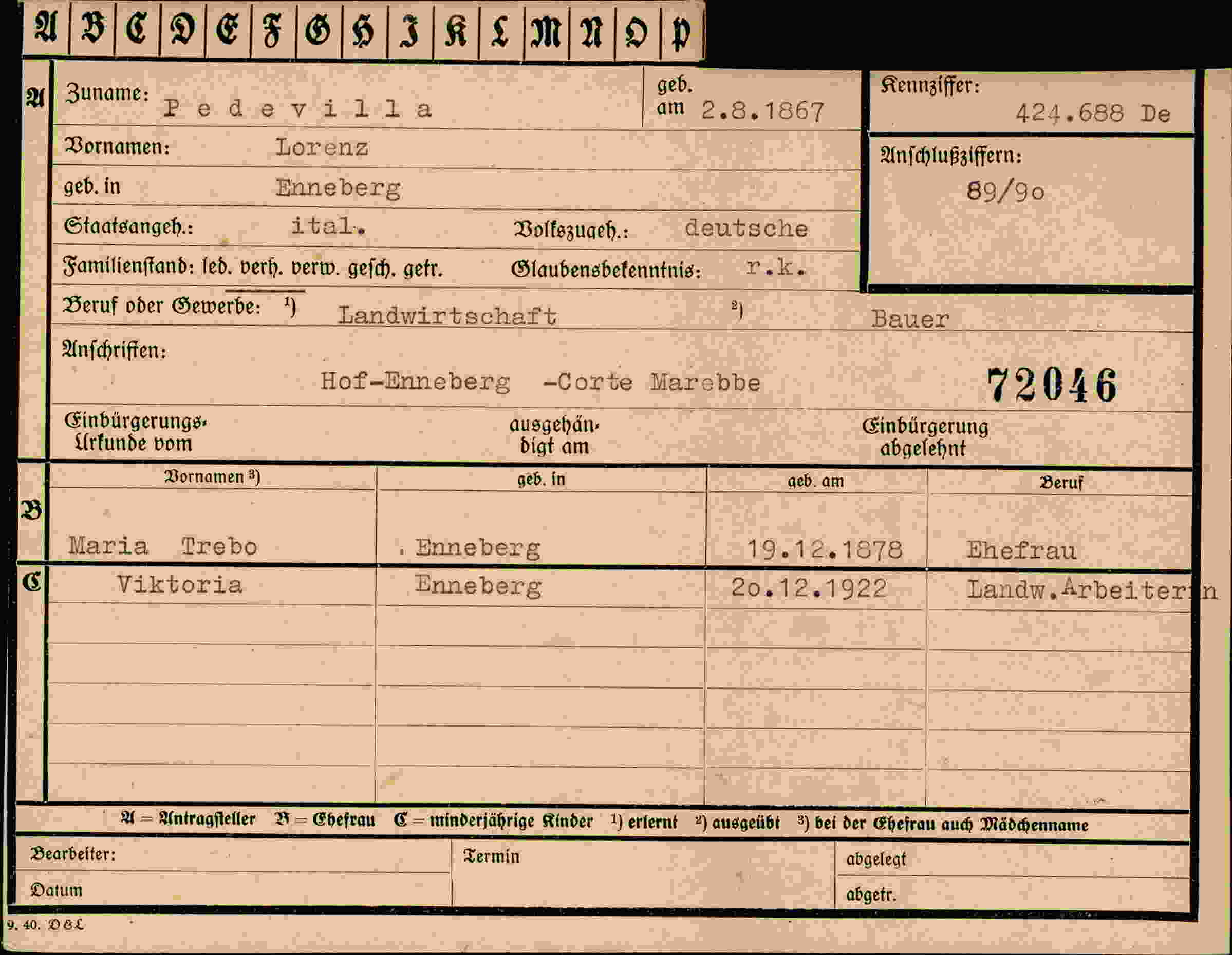 Vorderseite des Dokuments