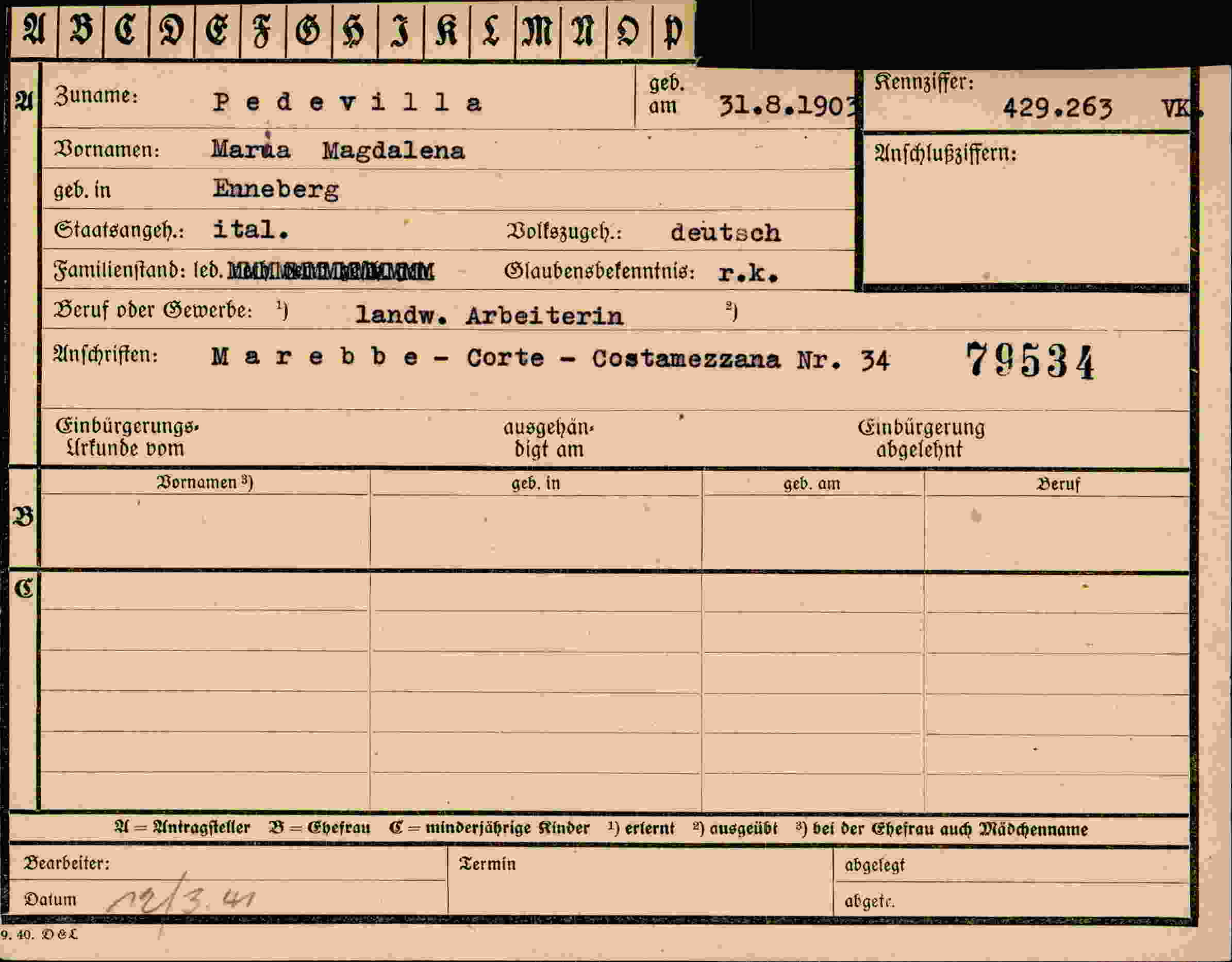 Vorderseite des Dokuments