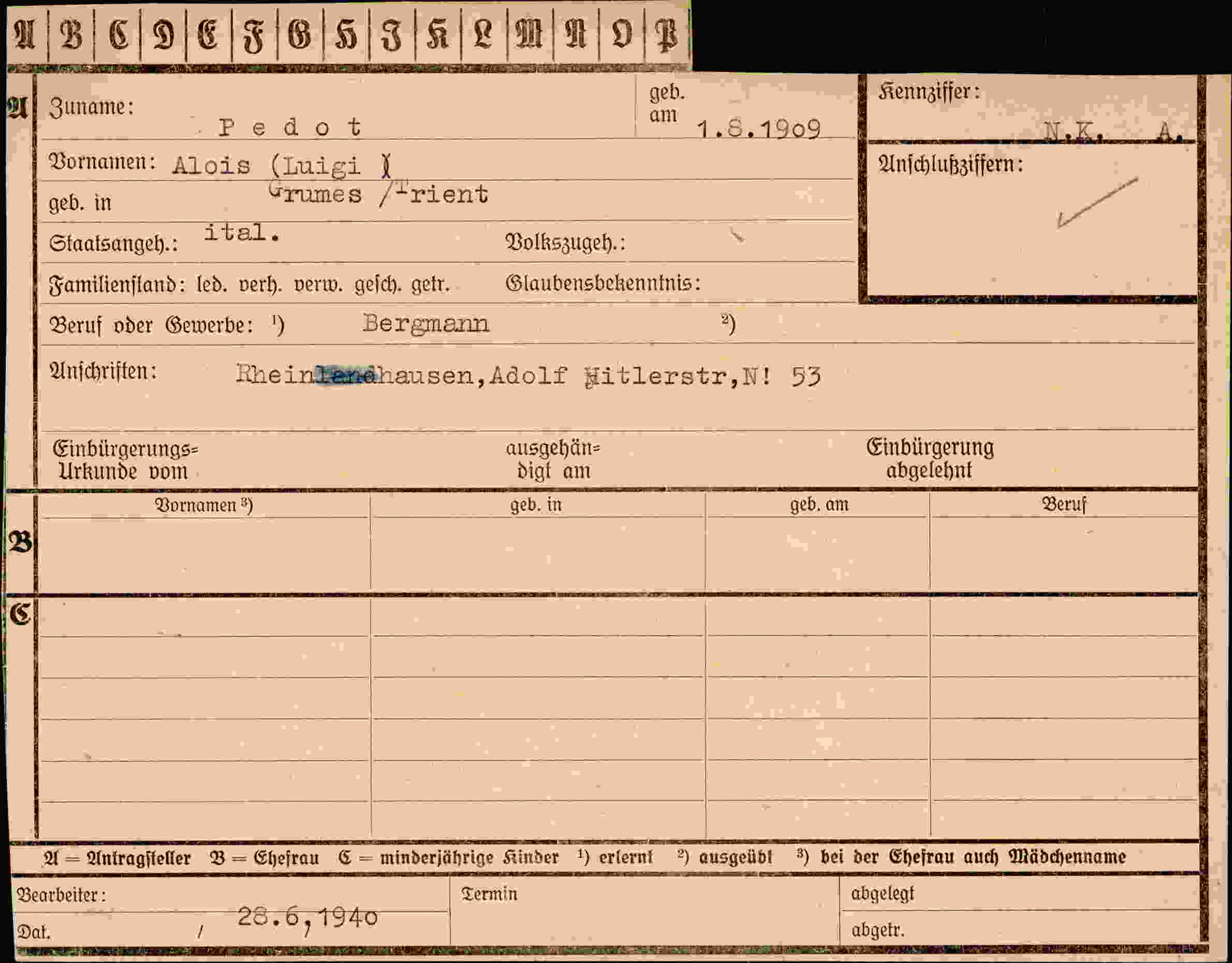 Dokument für Alois Pedot
