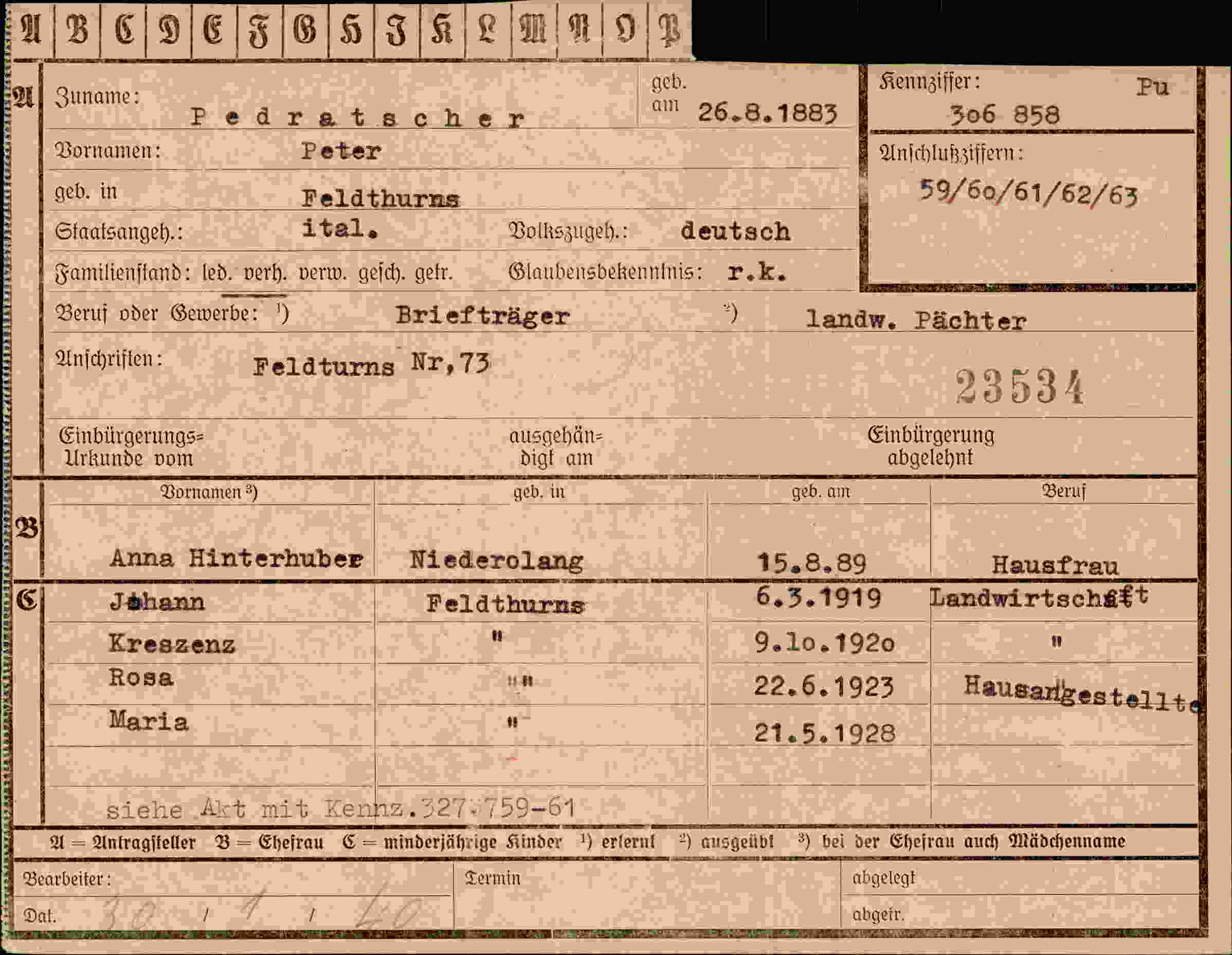 Dokument für Peter Pedratscher