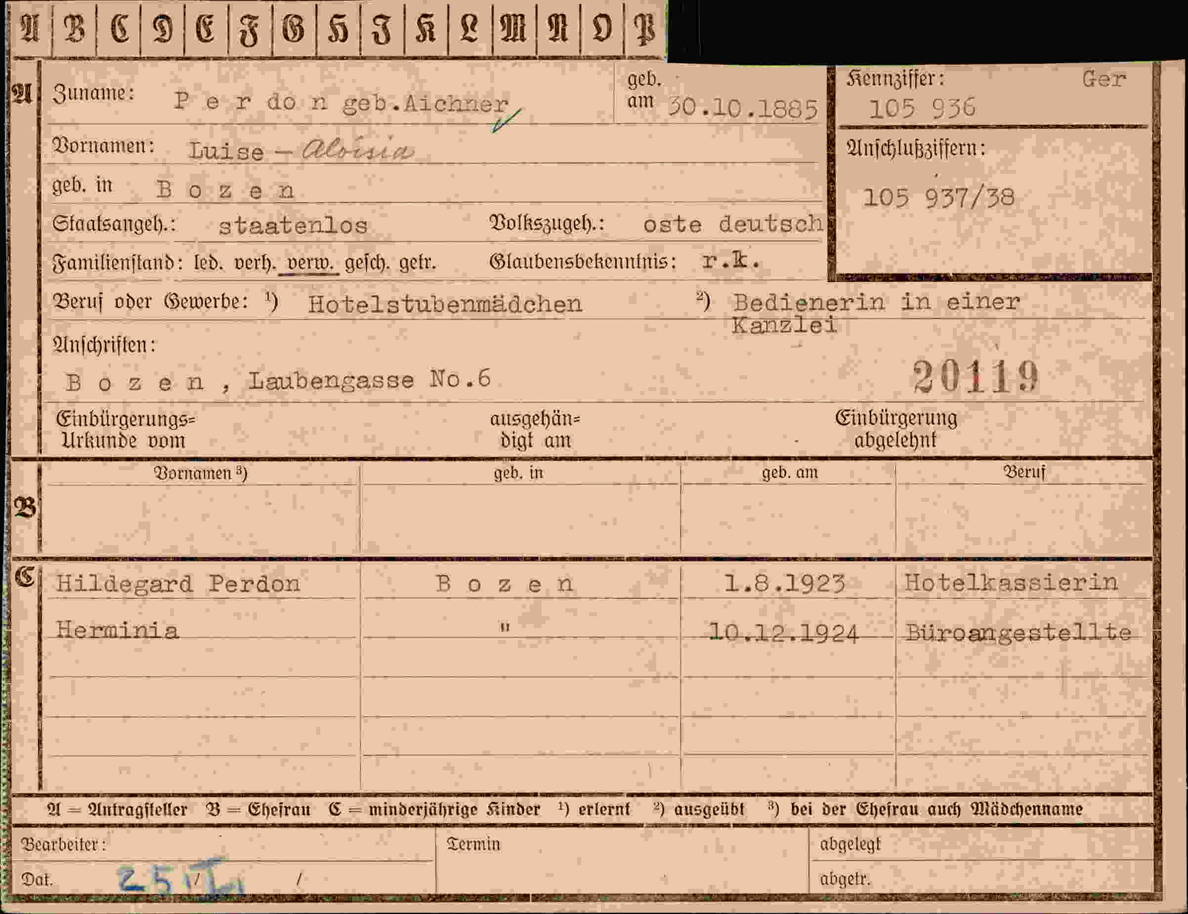 Vorderseite des Dokuments