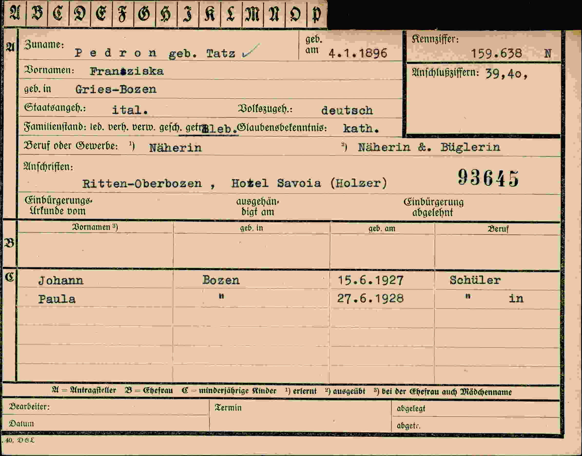 Dokument für Fransziska Pedron