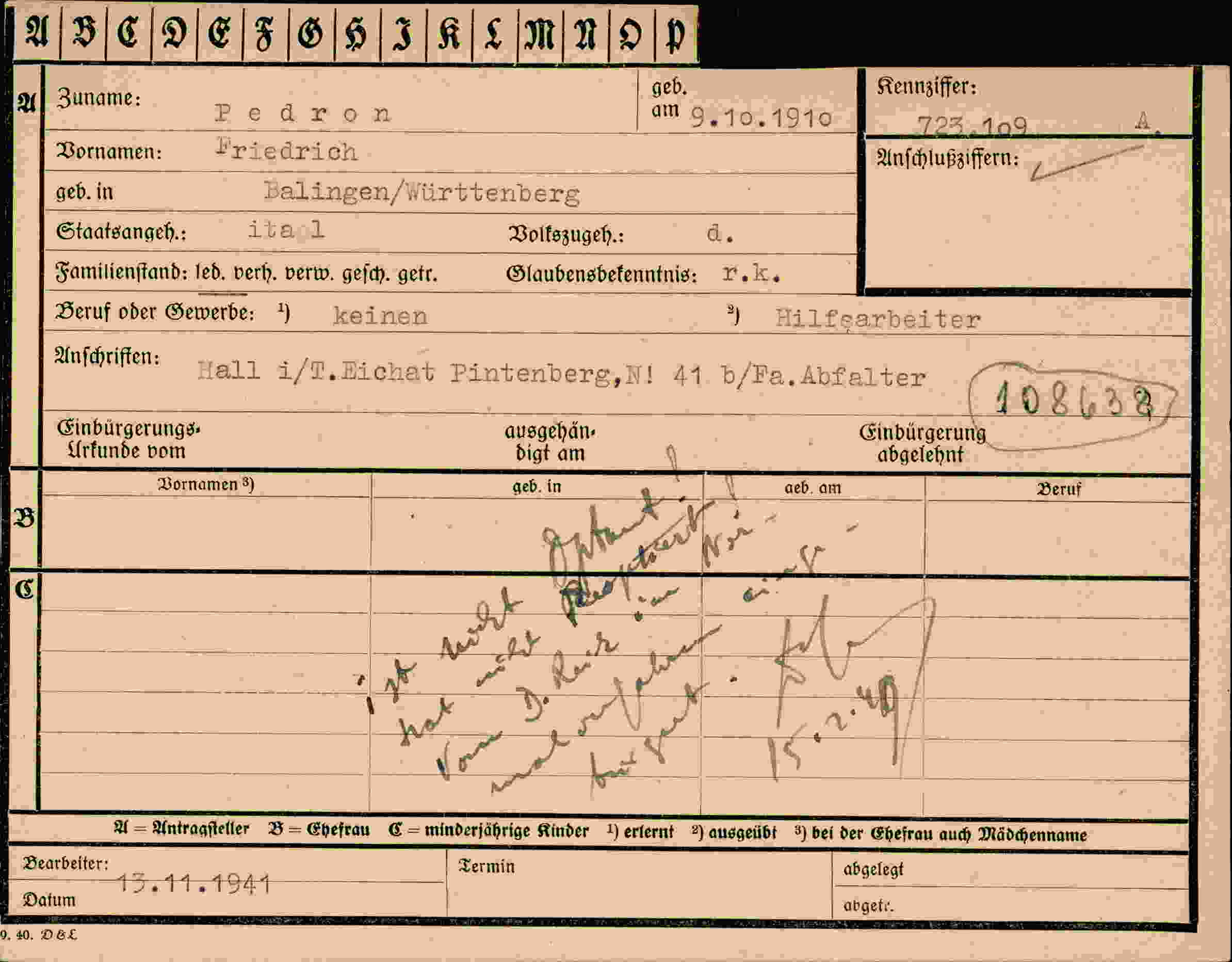 Dokument für Friedrich Pedron
