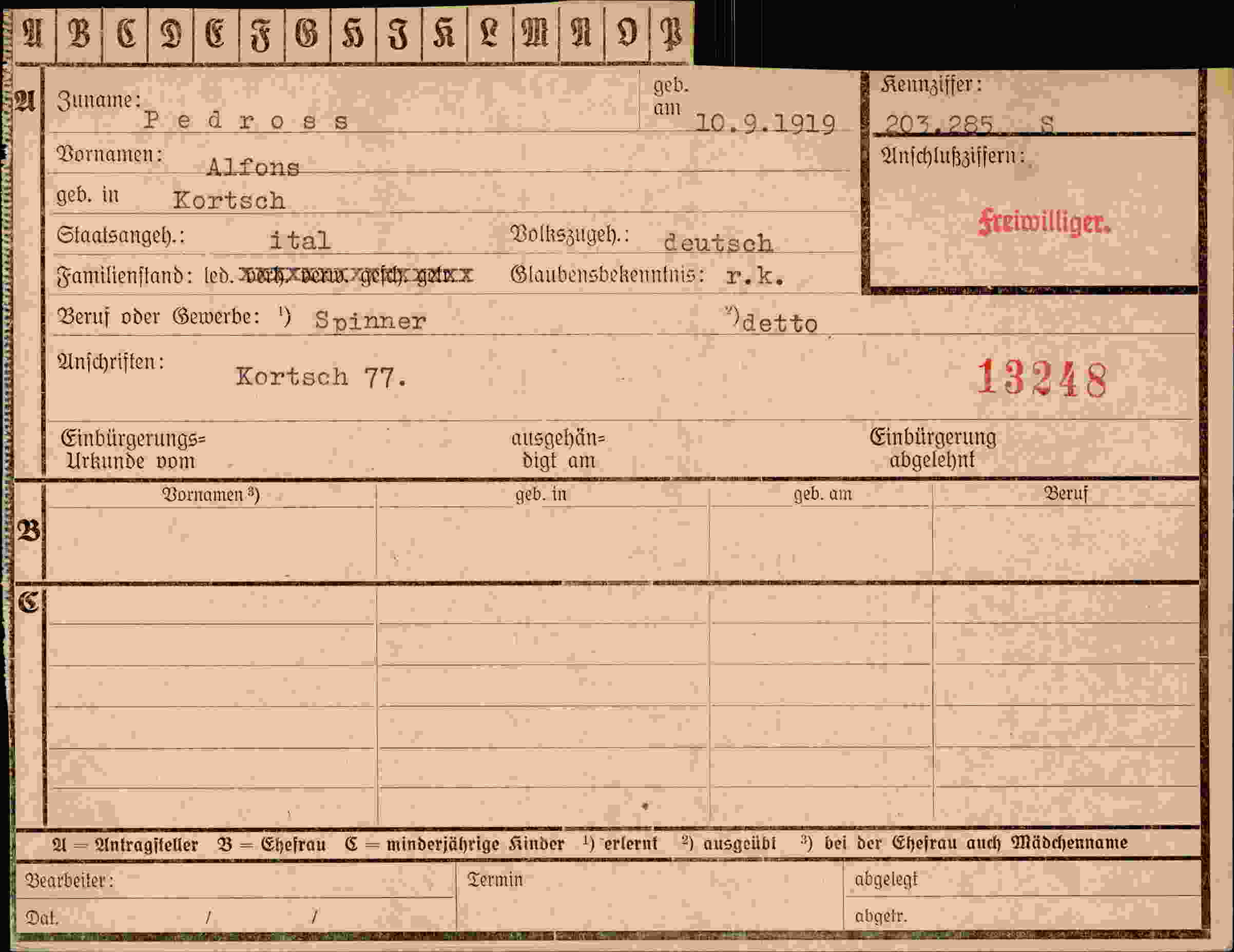 Dokument für Alfons Pedross