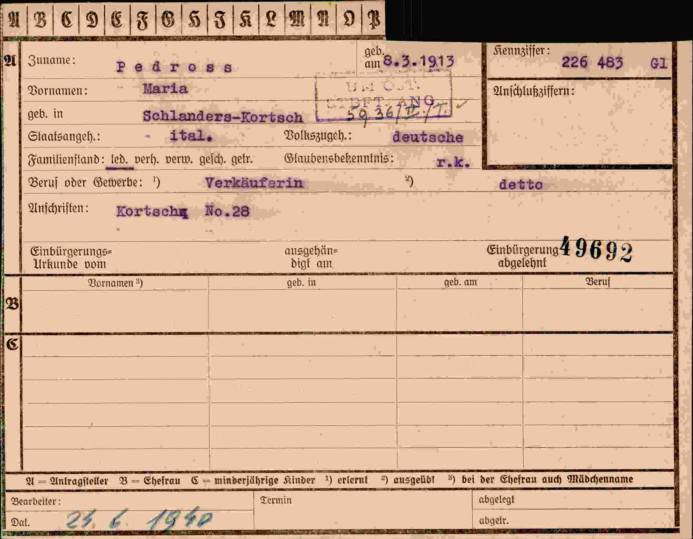 Vorderseite des Dokuments