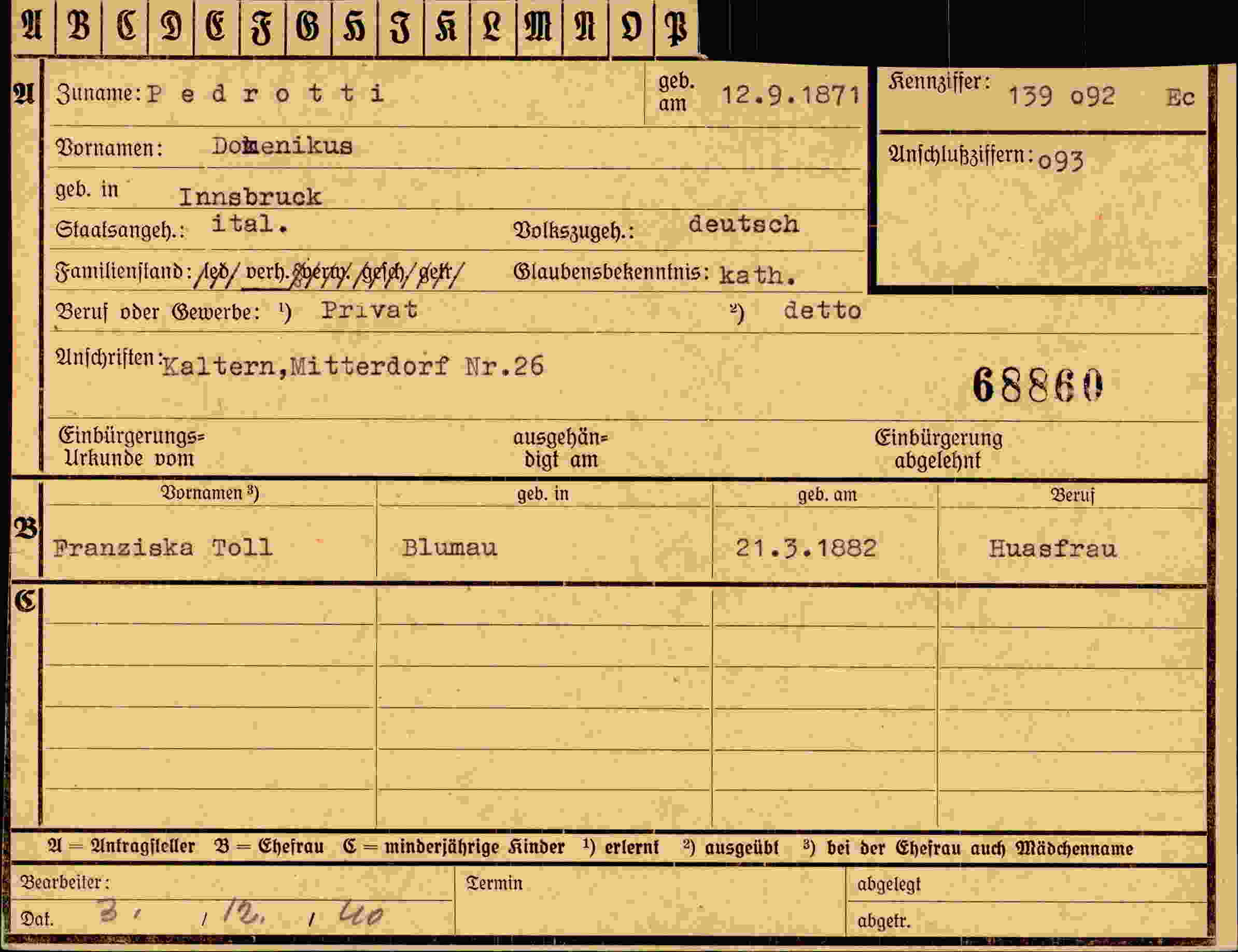 Dokument für Dokenikus Pedrotti