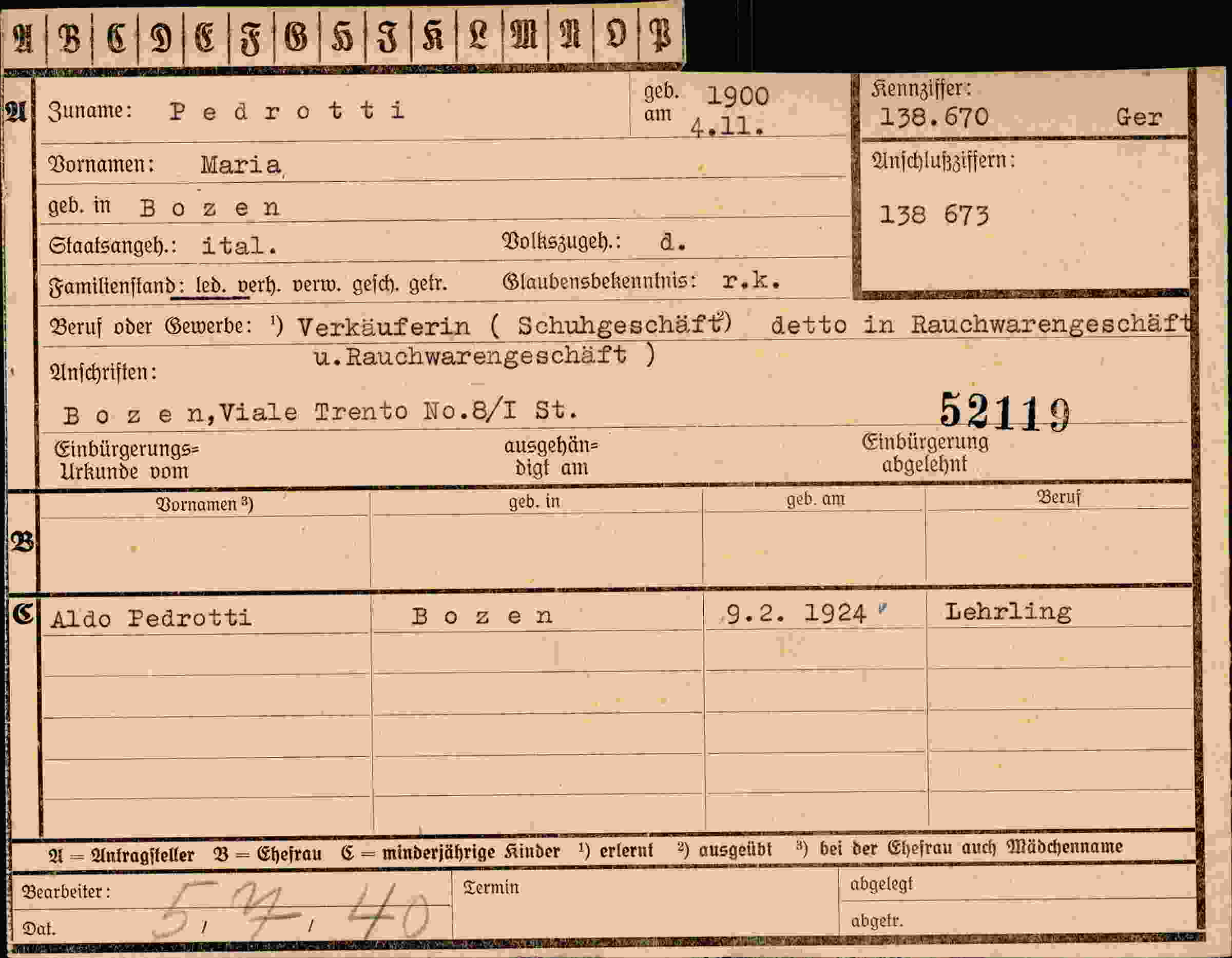 Vorderseite des Dokuments