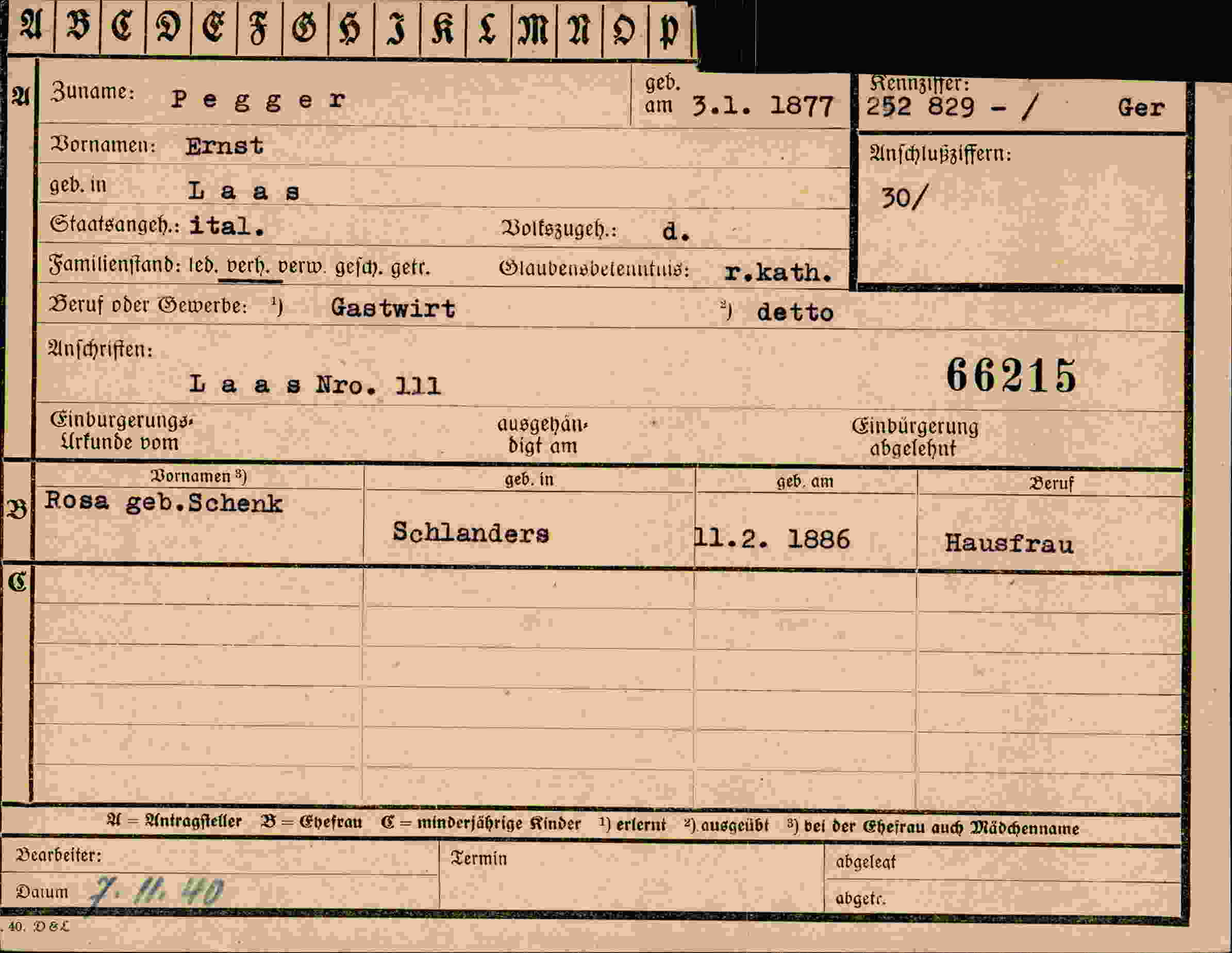 Vorderseite des Dokuments