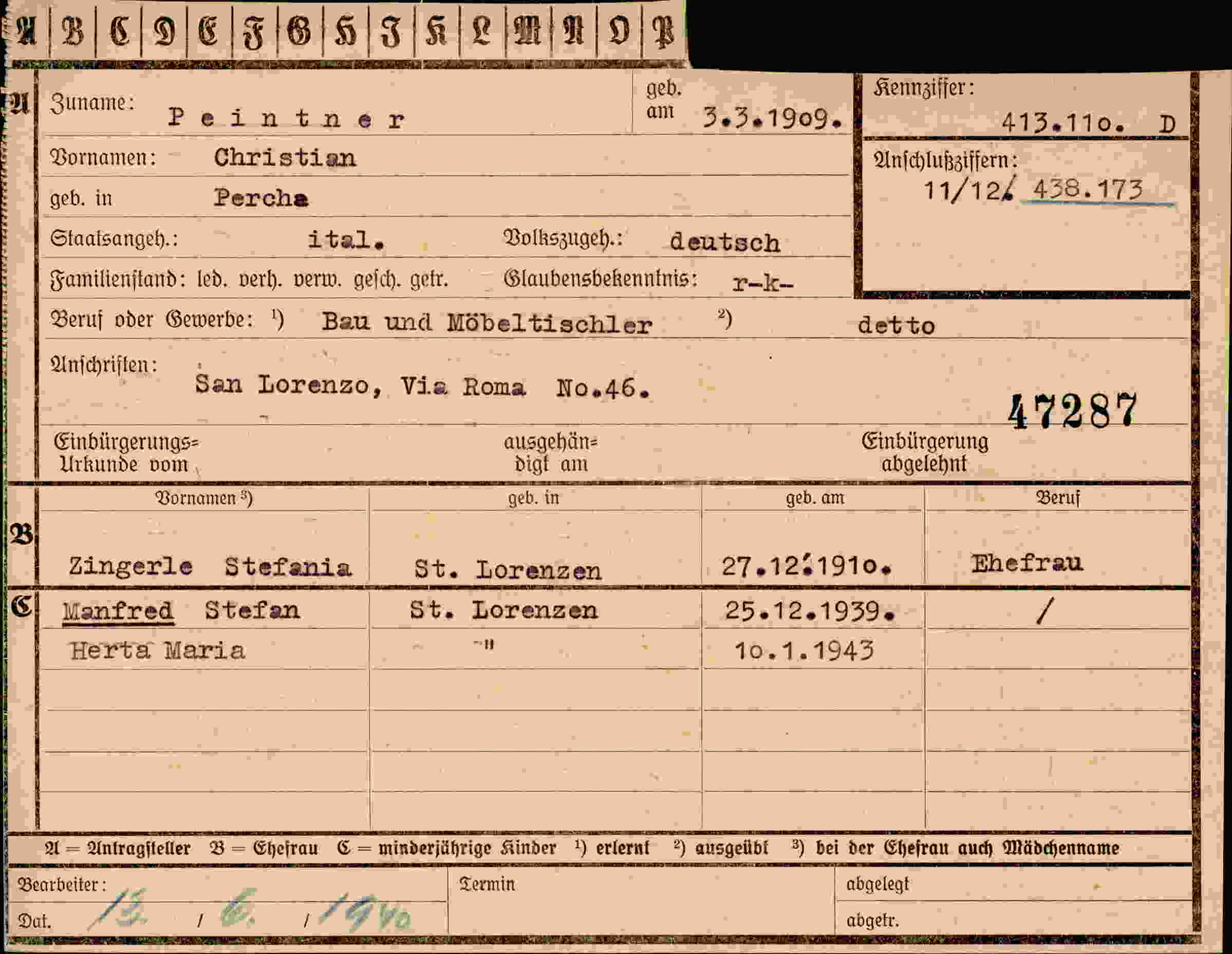 Dokument für Christian Peintner
