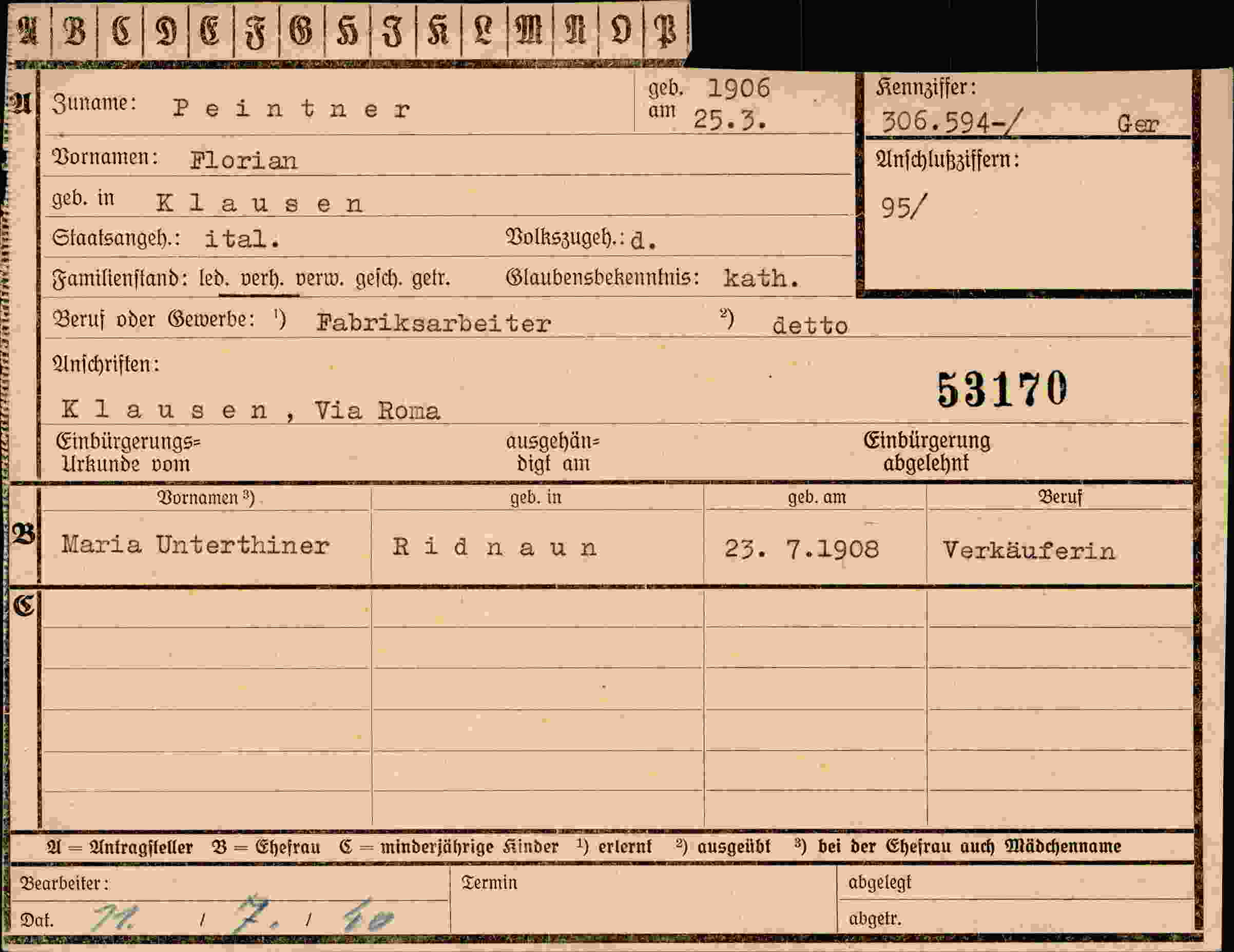 Dokument für Florian Peintner