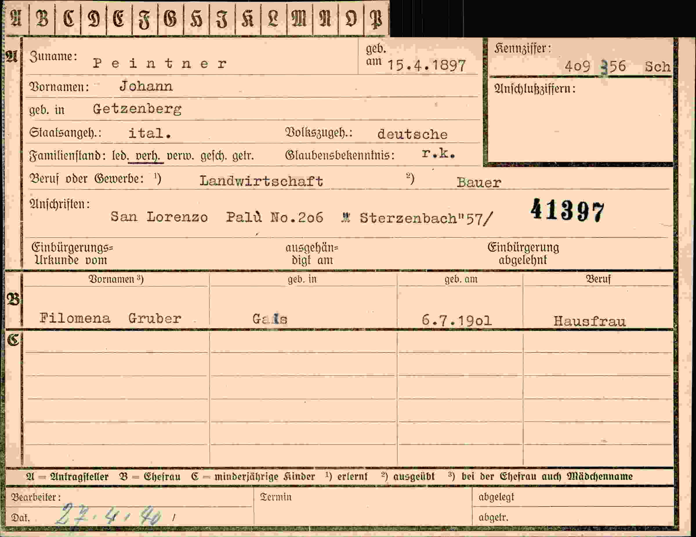 Vorderseite des Dokuments
