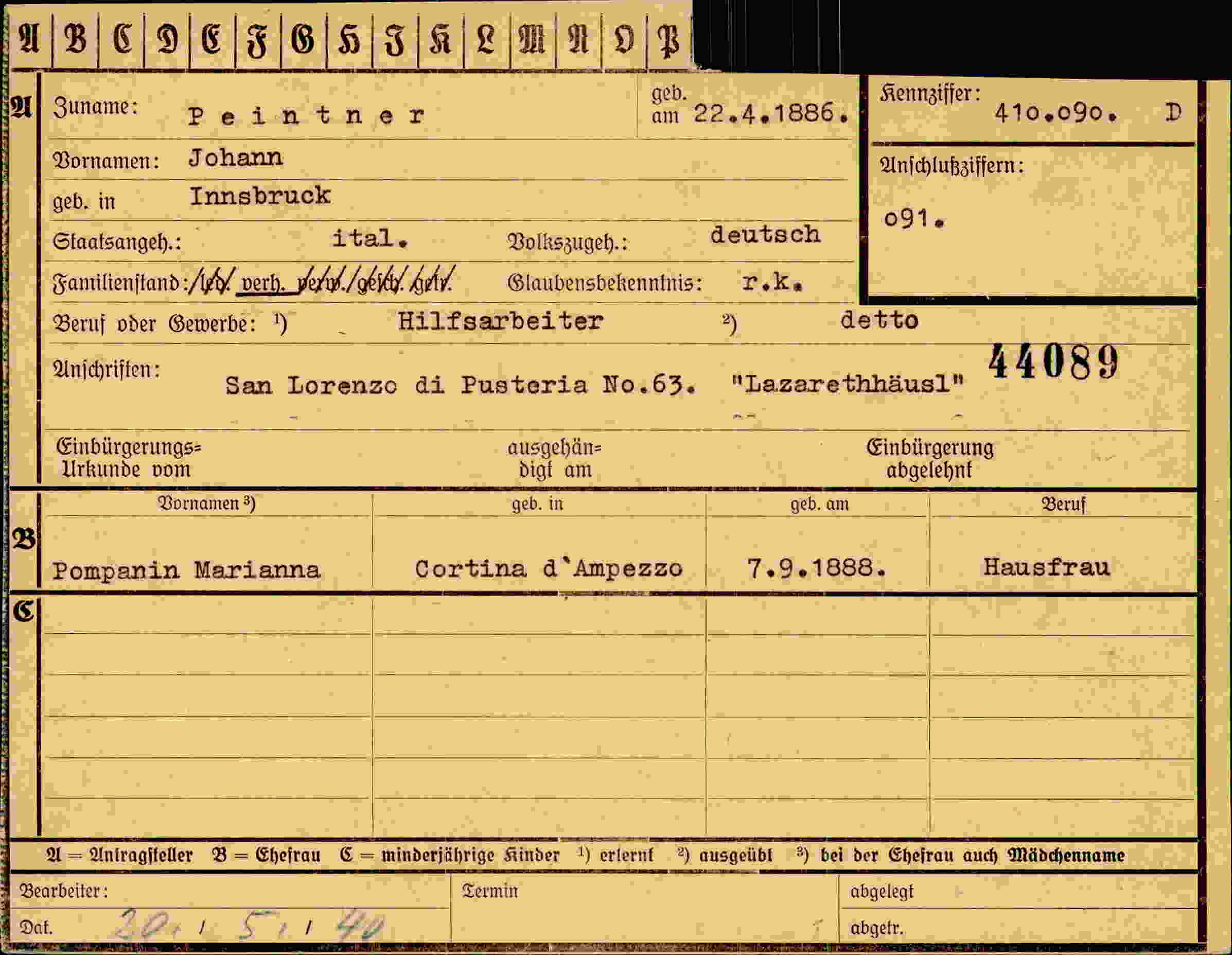 Dokument für Johann Peintner