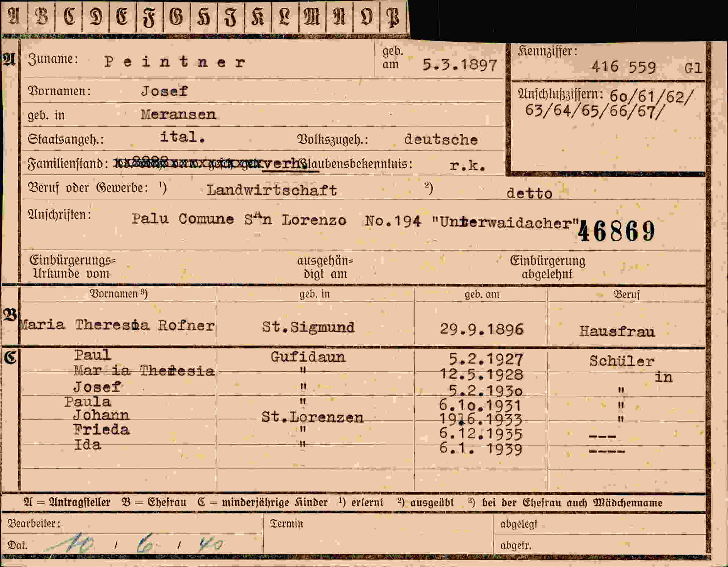 Vorderseite des Dokuments