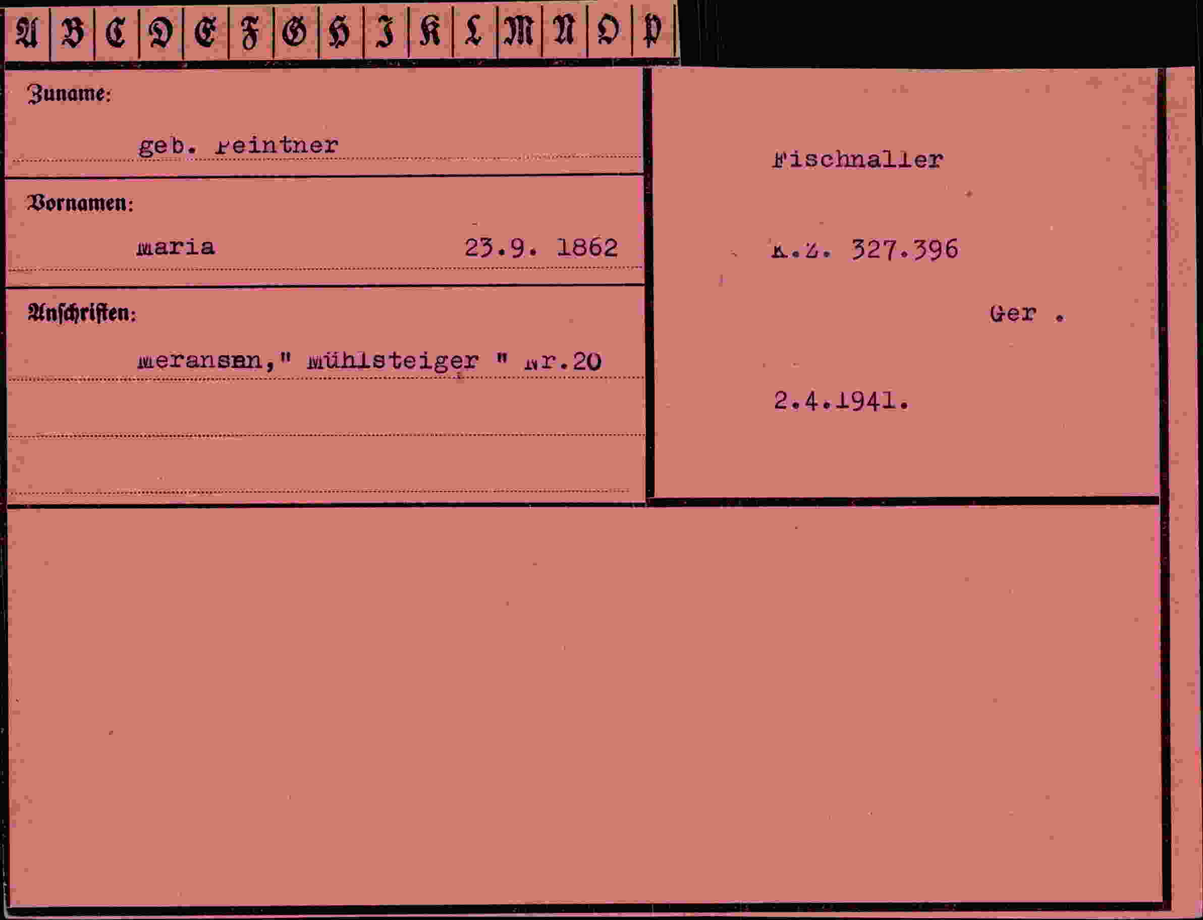 Vorderseite des Dokuments