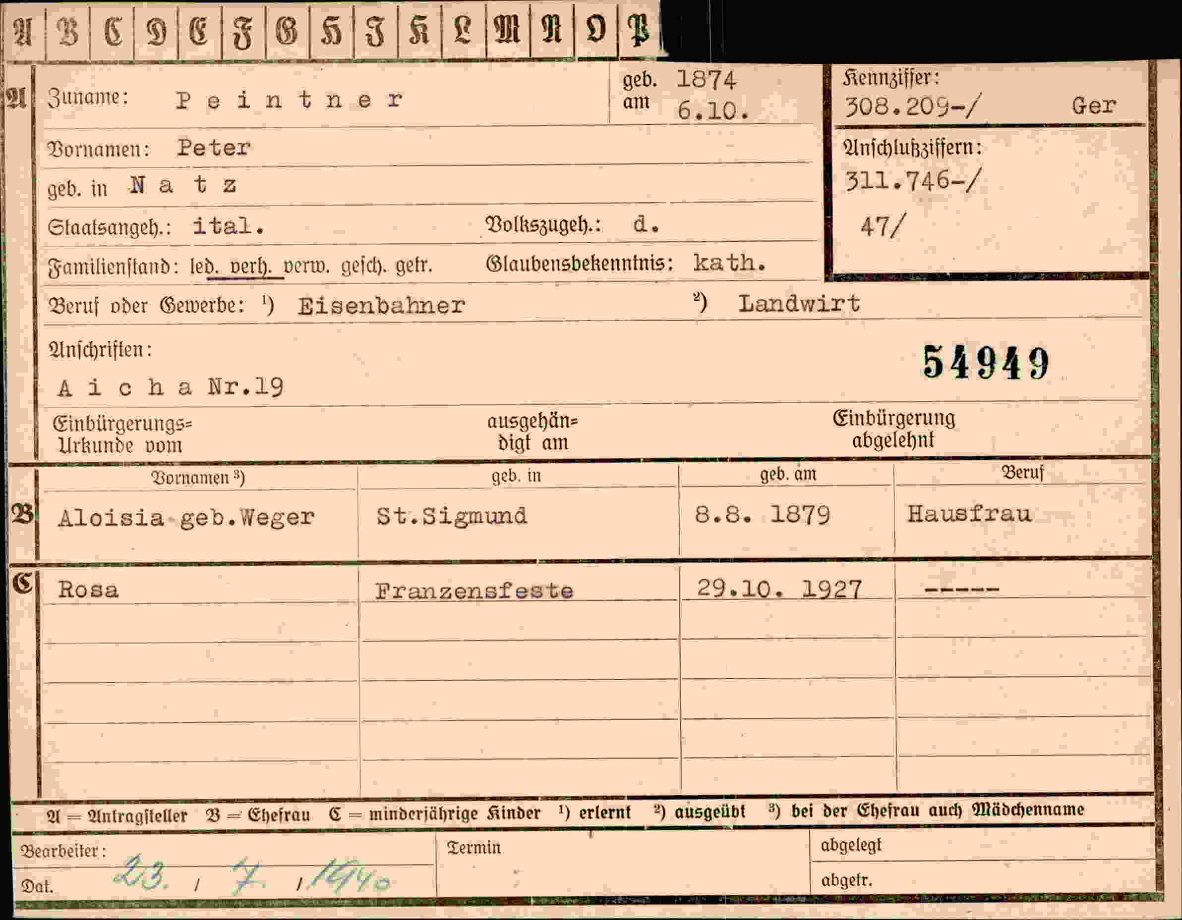 Dokument für Peter Peintner