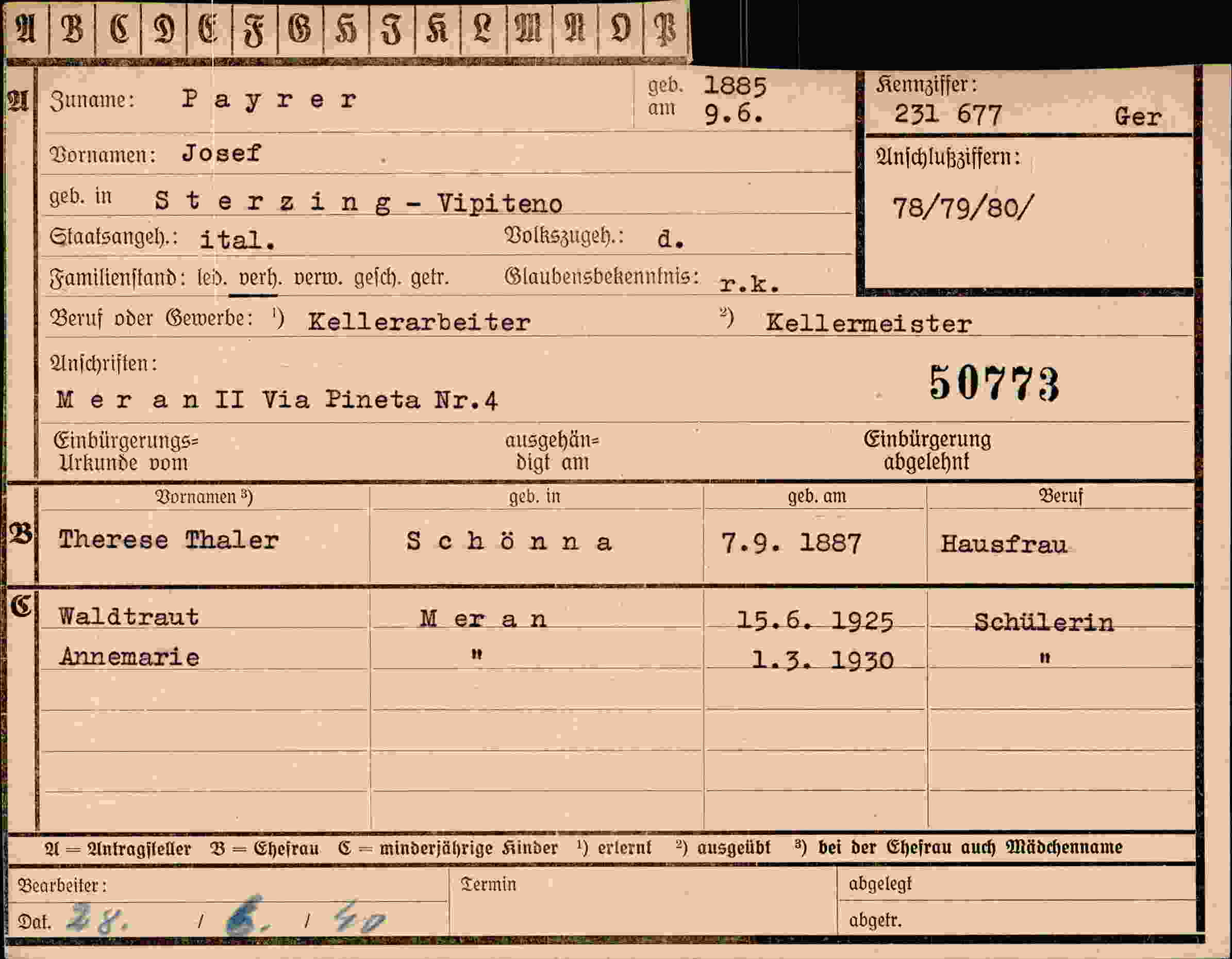 Vorderseite des Dokuments
