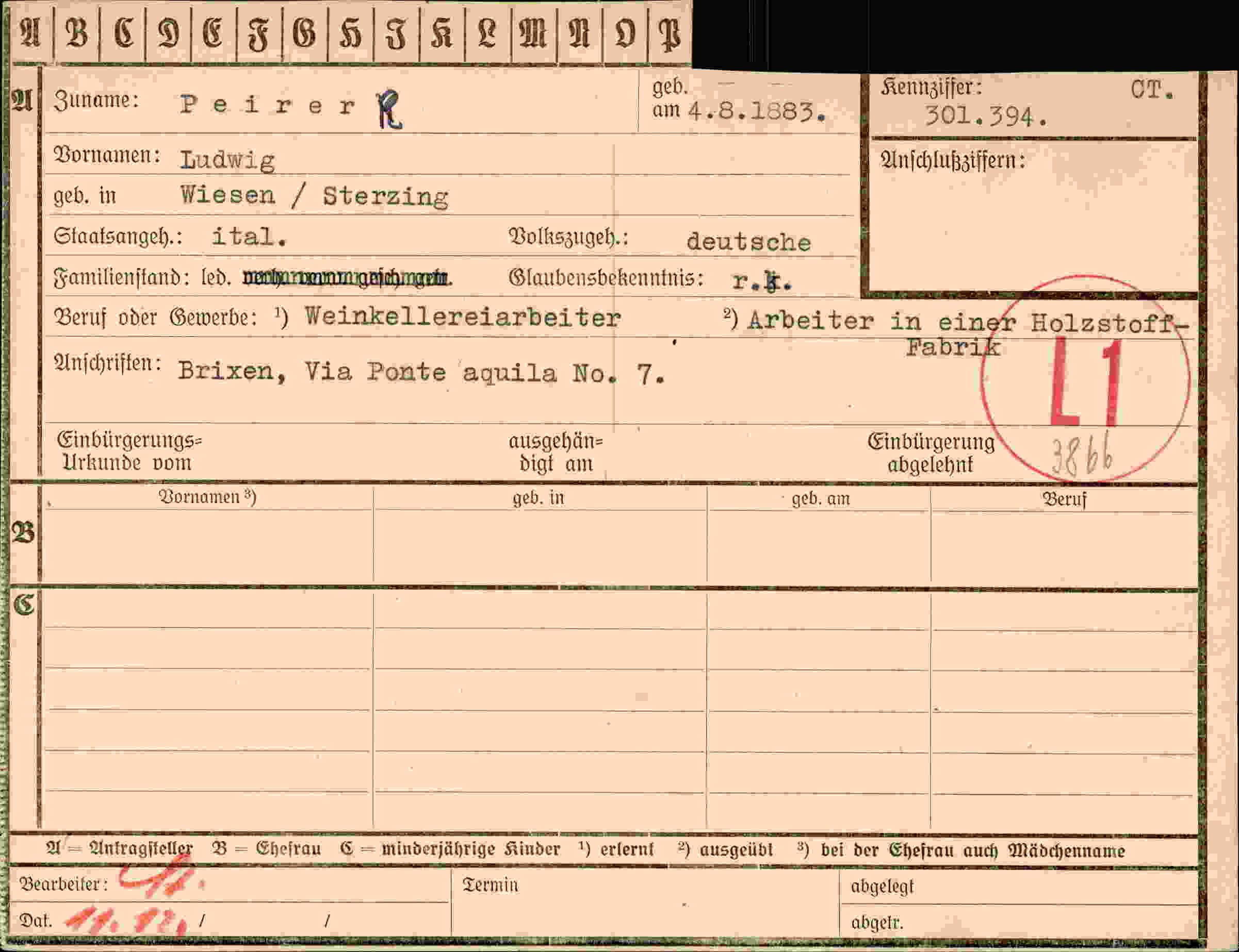 Dokument für Ludwig Peirer