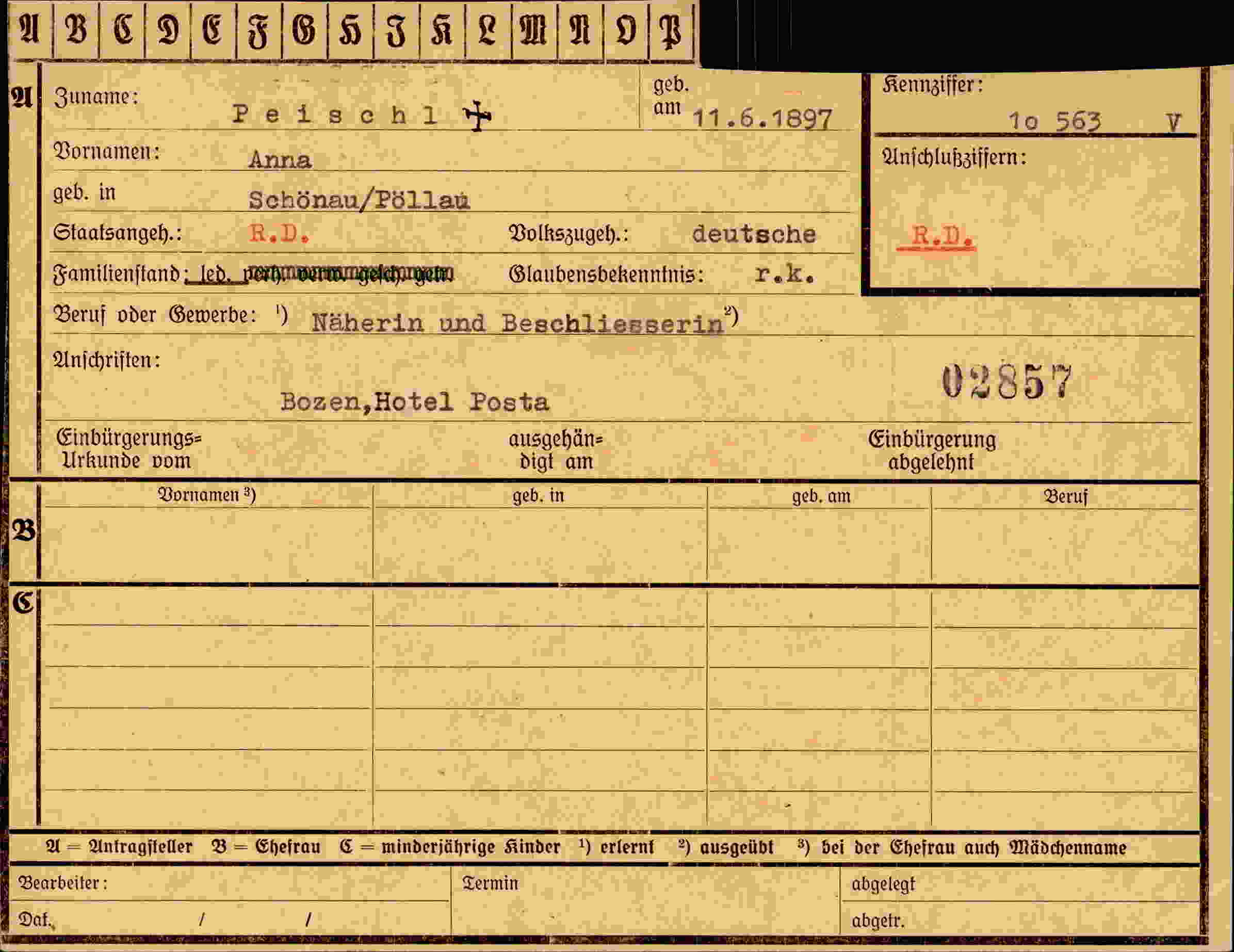 Dokument für Anna Peischl