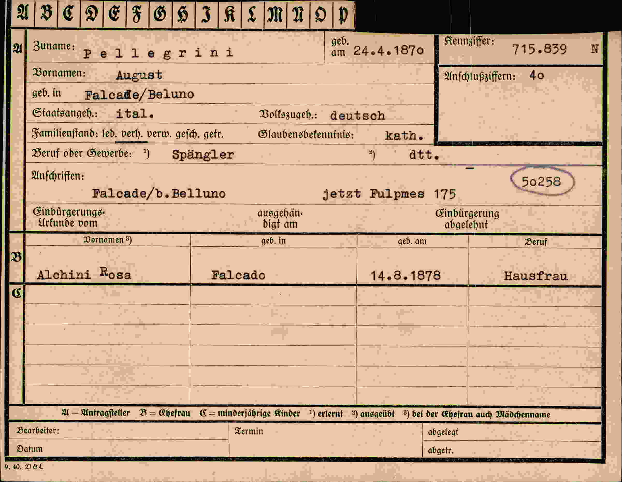 Dokument für August Pellegrini