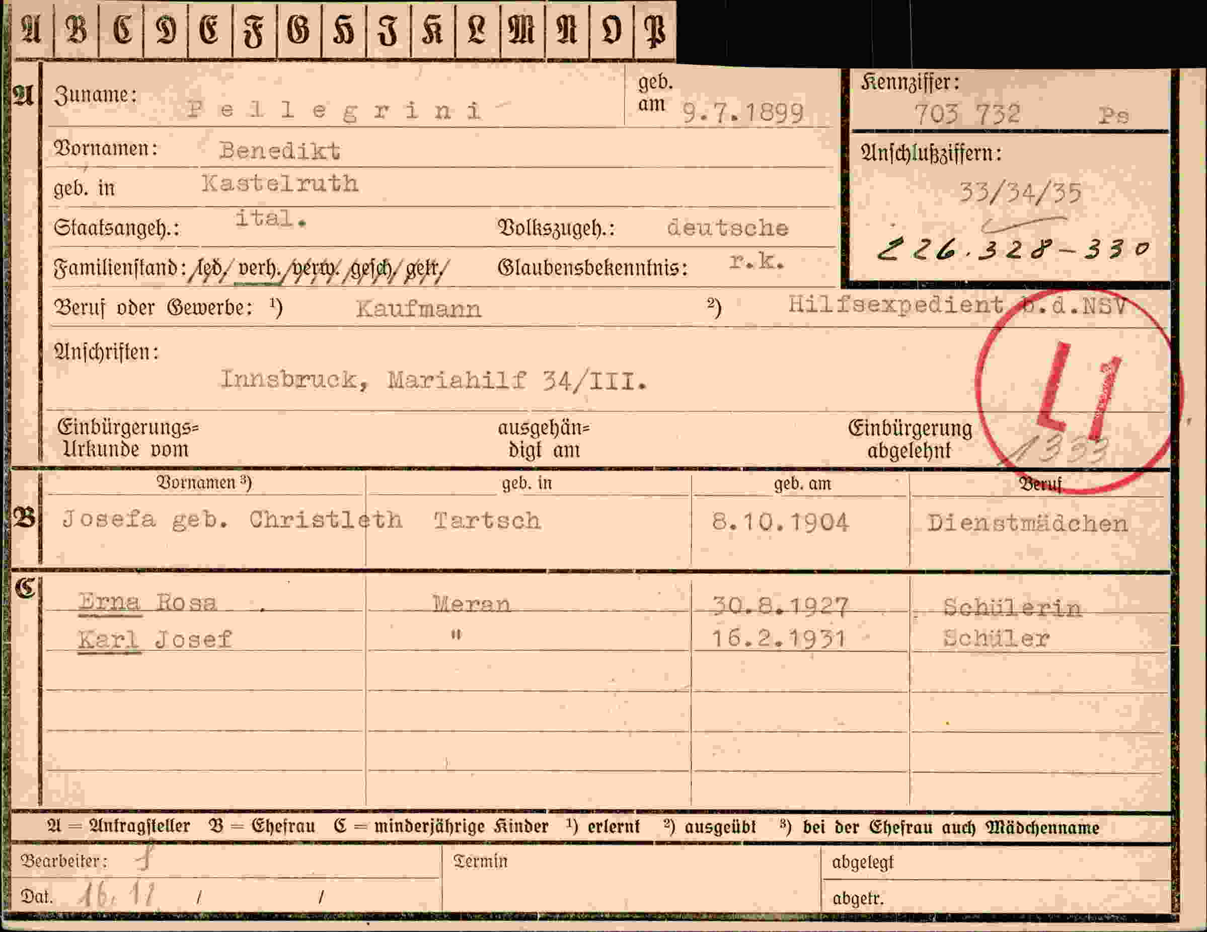 Dokument für Benedikt Pellegrini