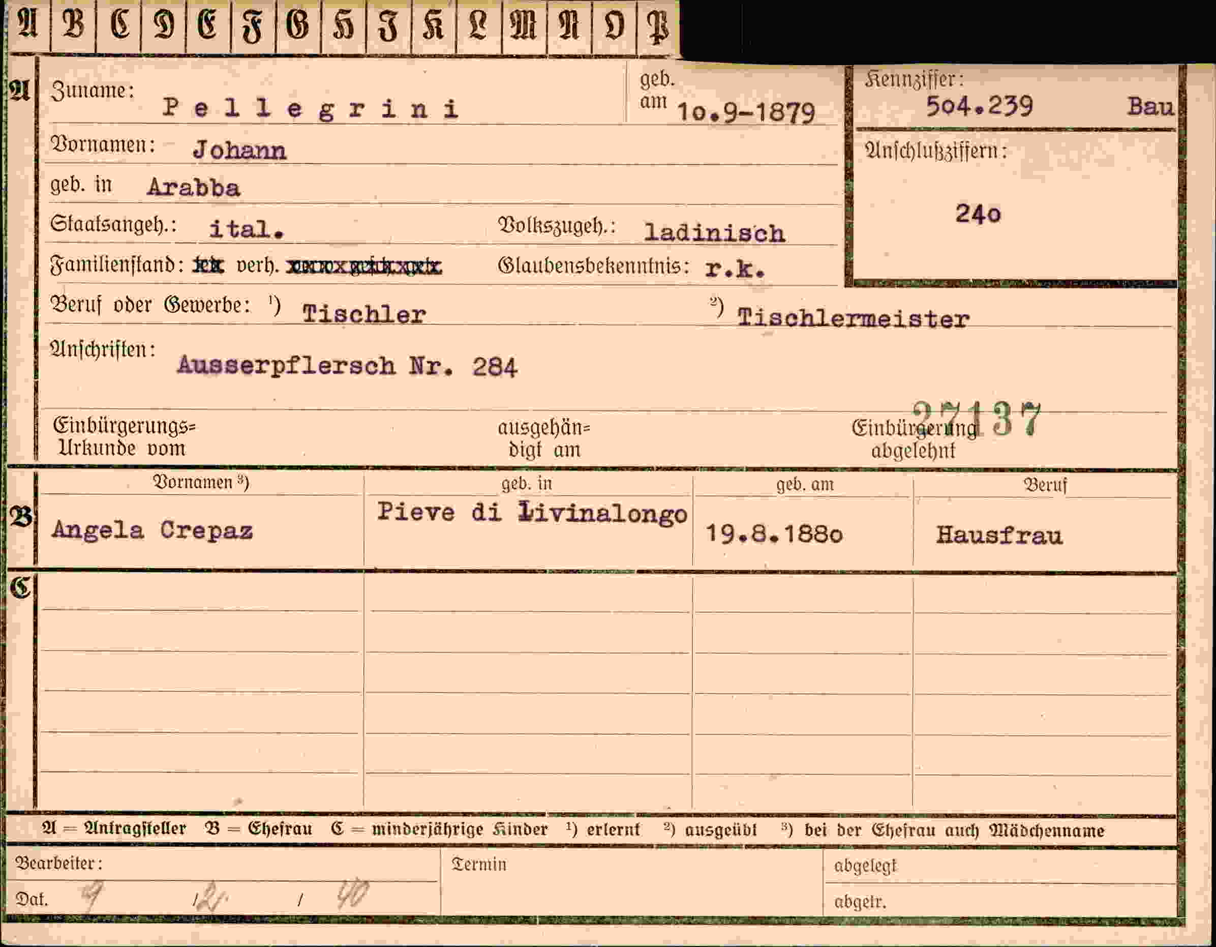 Vorderseite des Dokuments