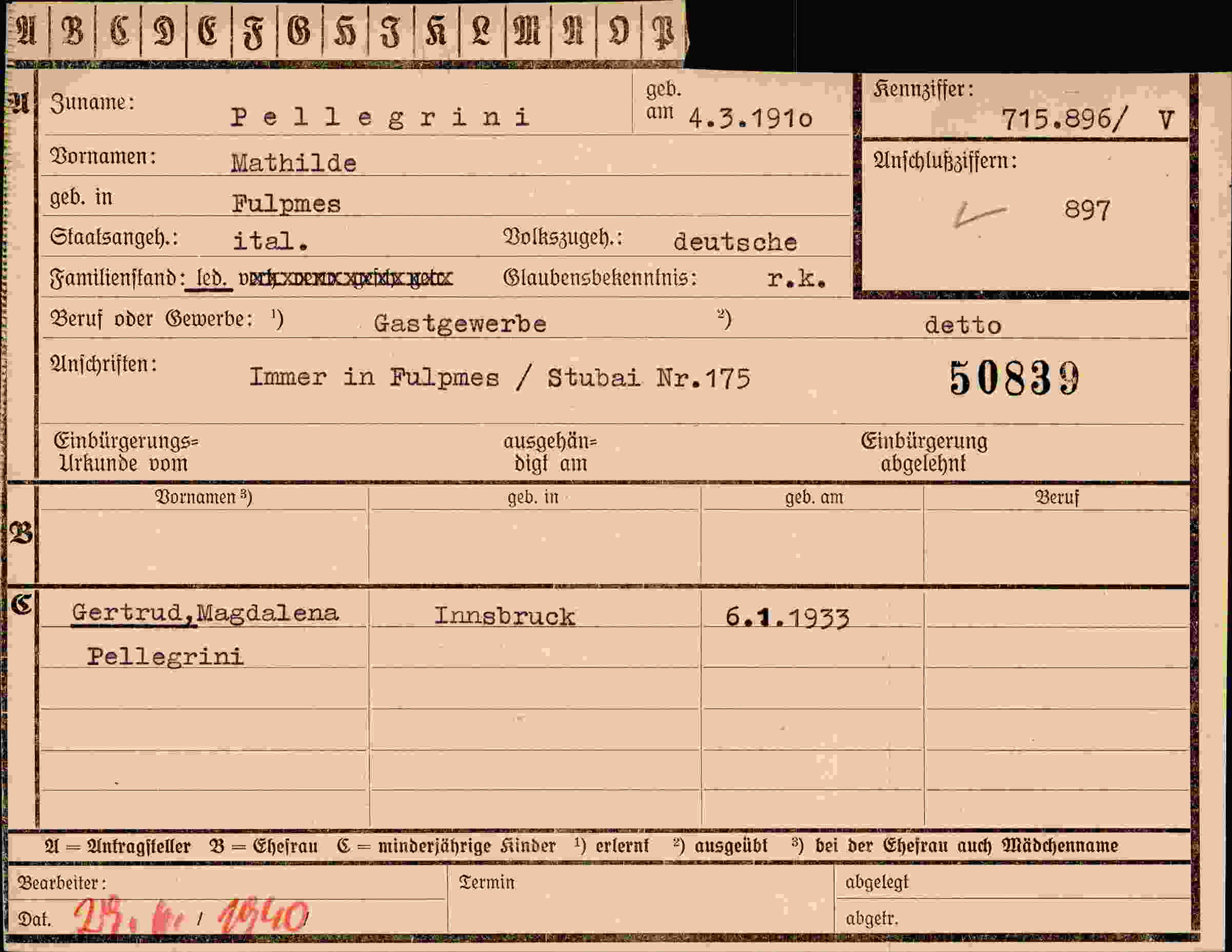 Vorderseite des Dokuments