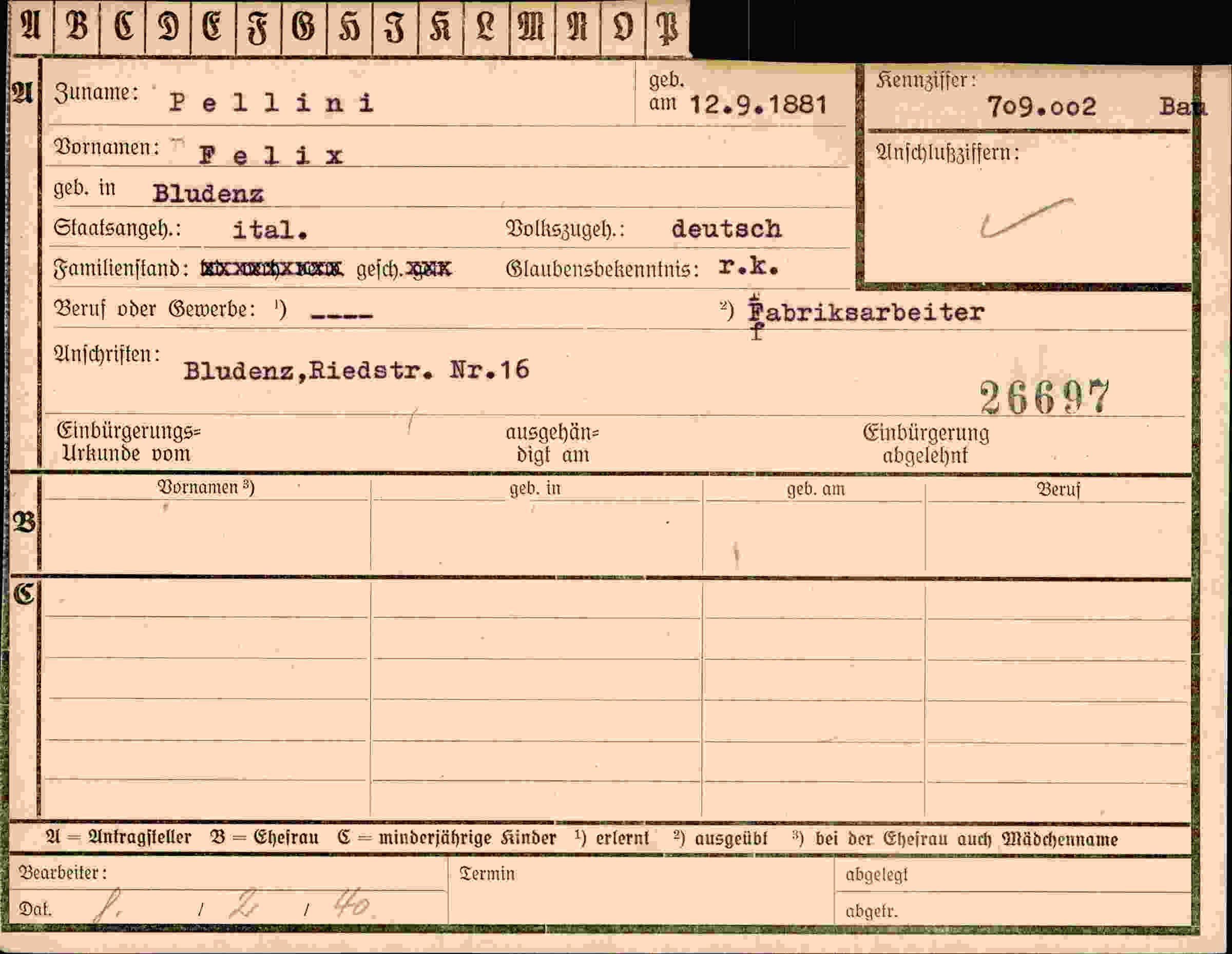 Vorderseite des Dokuments