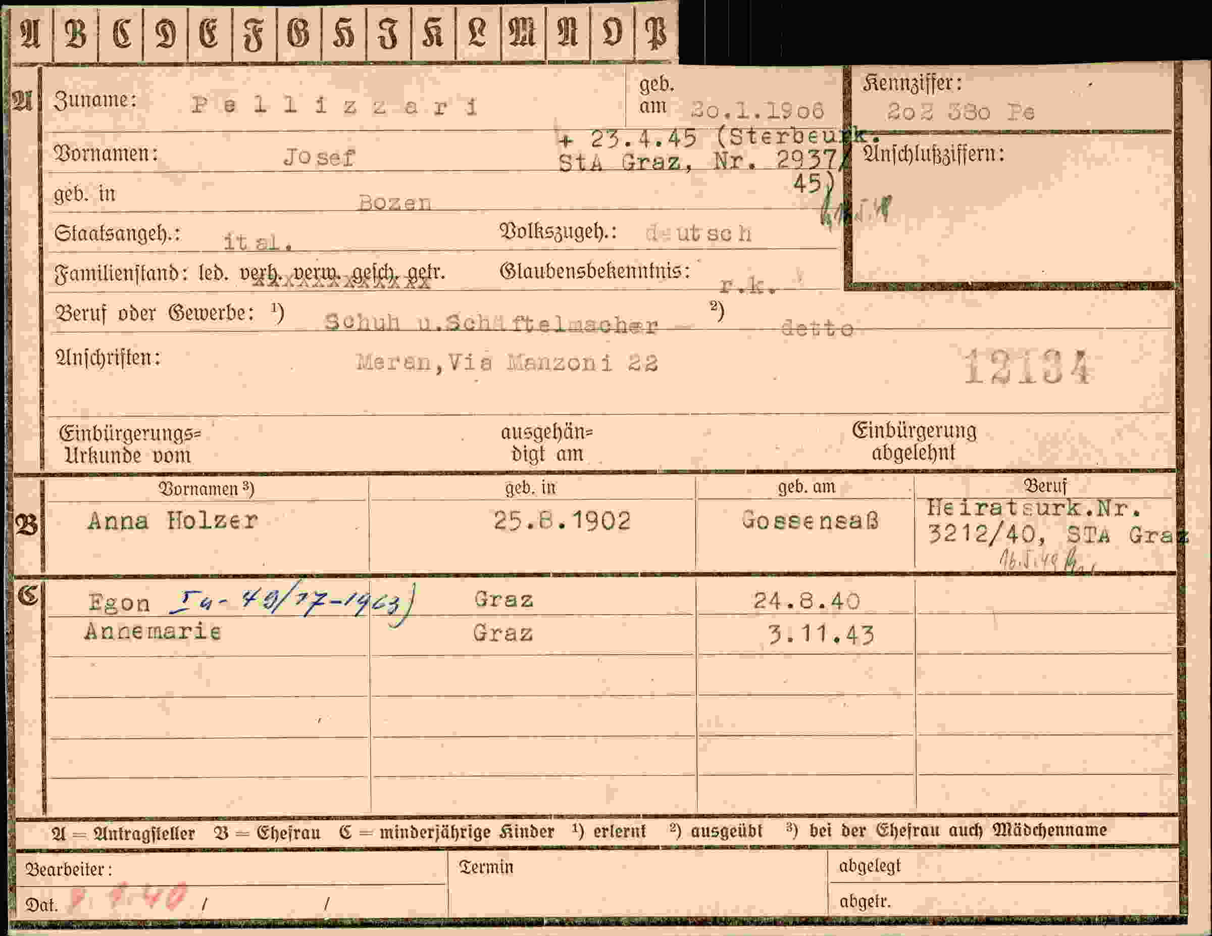 Vorderseite des Dokuments