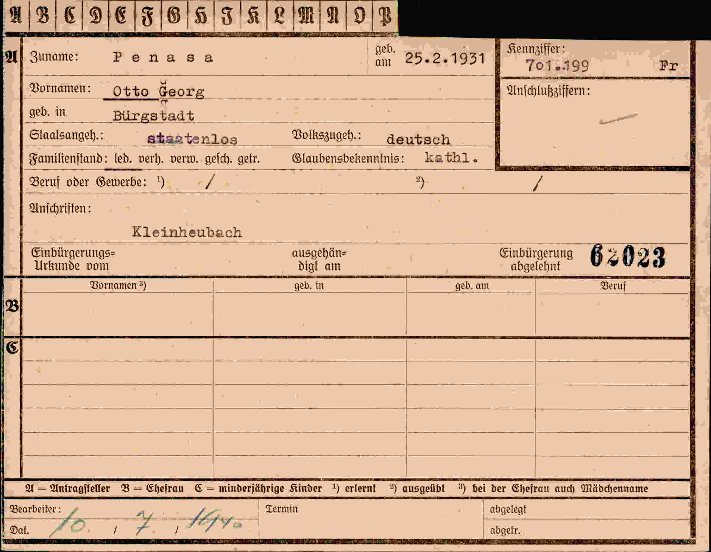 Vorderseite des Dokuments