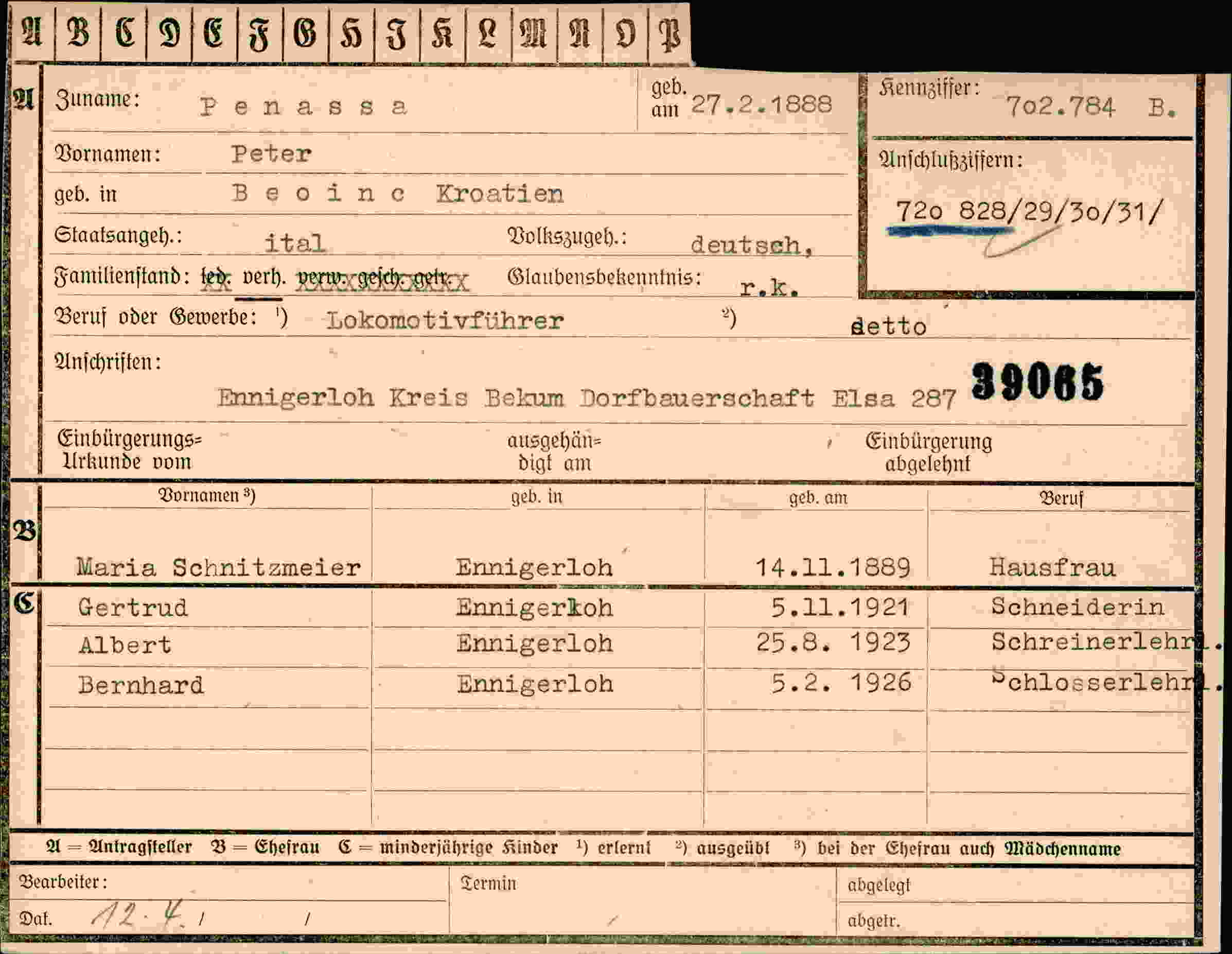 Dokument für Peter Penassa