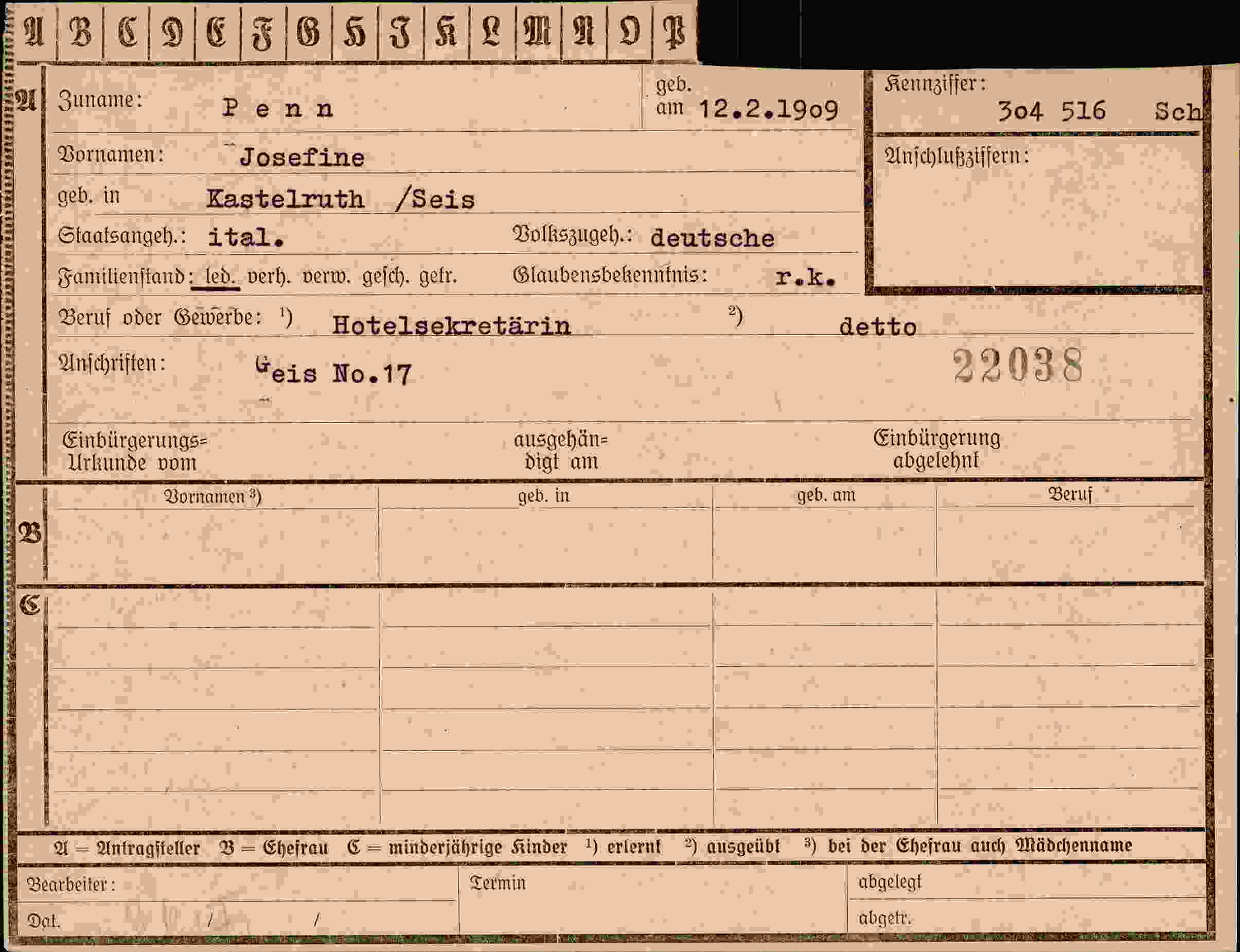 Dokument für Josefine Penn