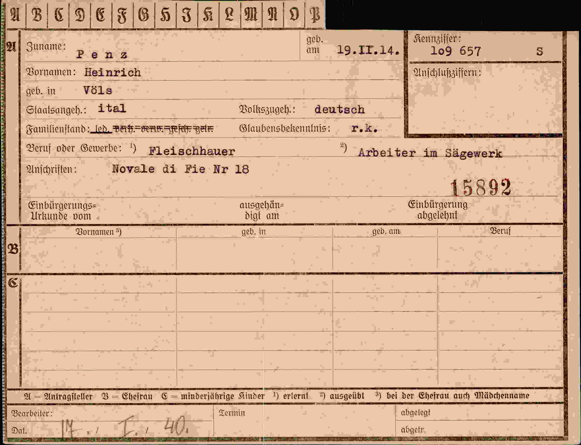 Dokument für Heinrich Penz