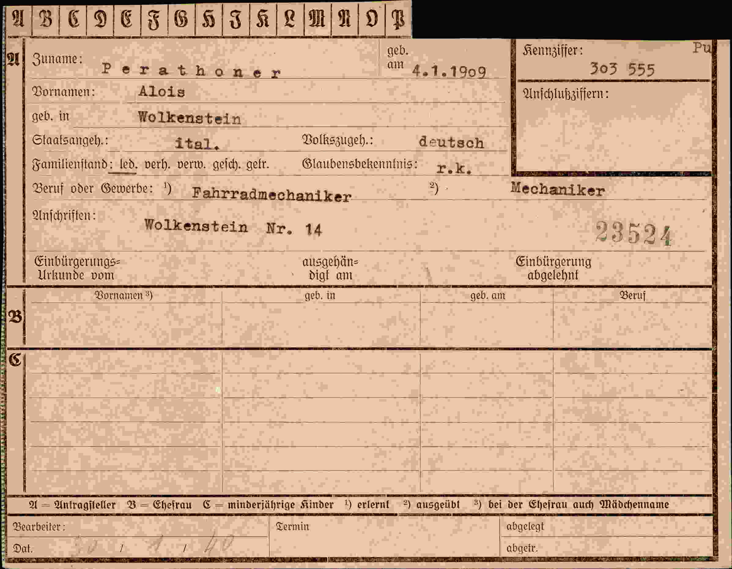 Dokument für Alois Perathoner