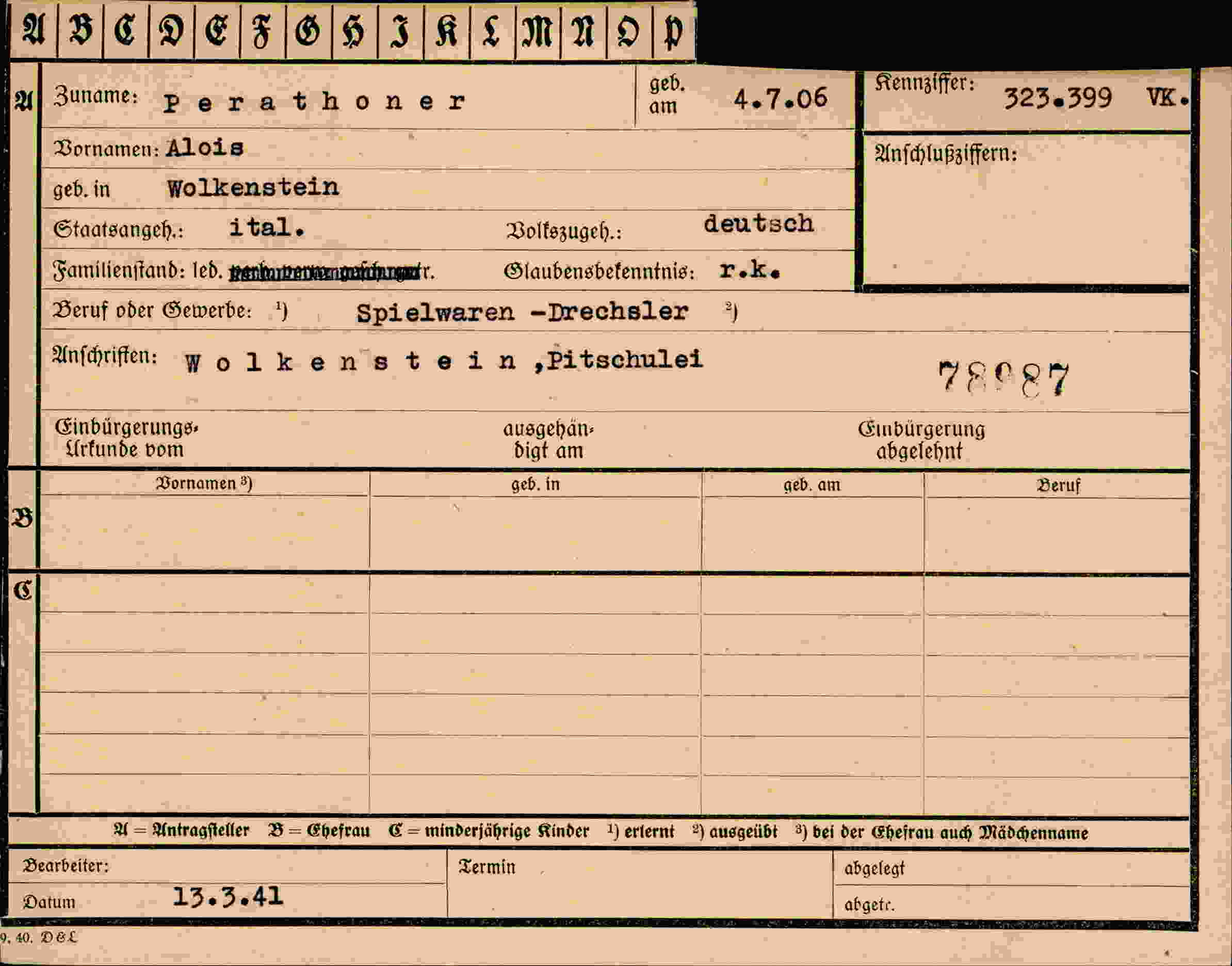 Dokument für Alois Perathoner