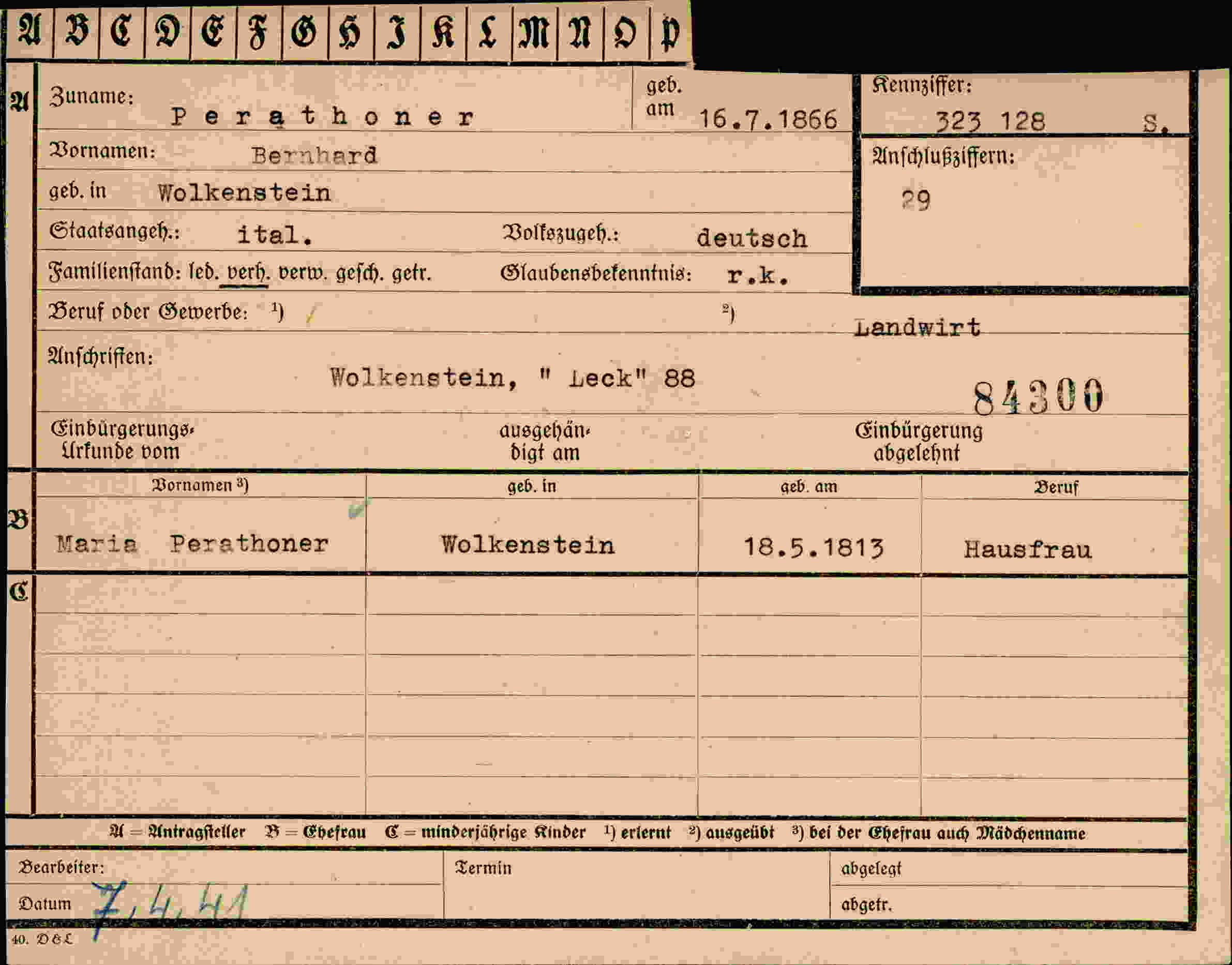 Dokument für Bernhard Perathoner