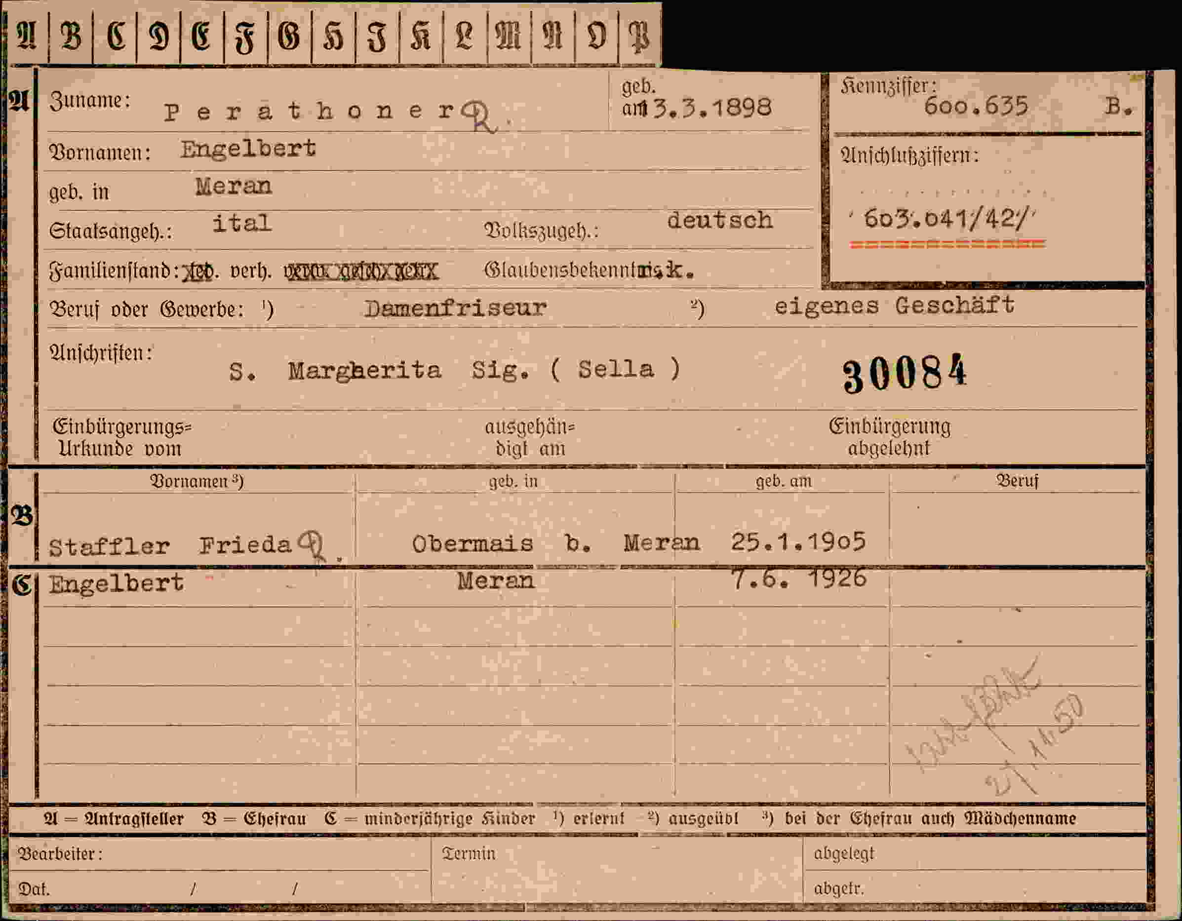 Dokument für Engelbert Perathoner
