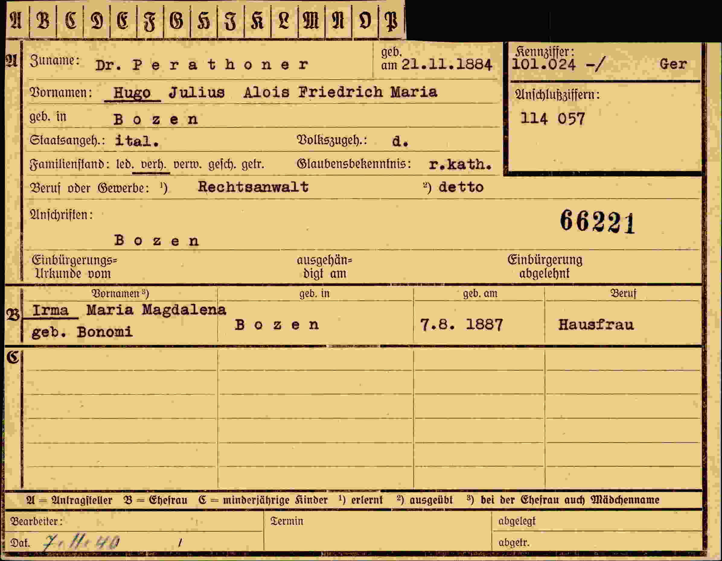 Vorderseite des Dokuments