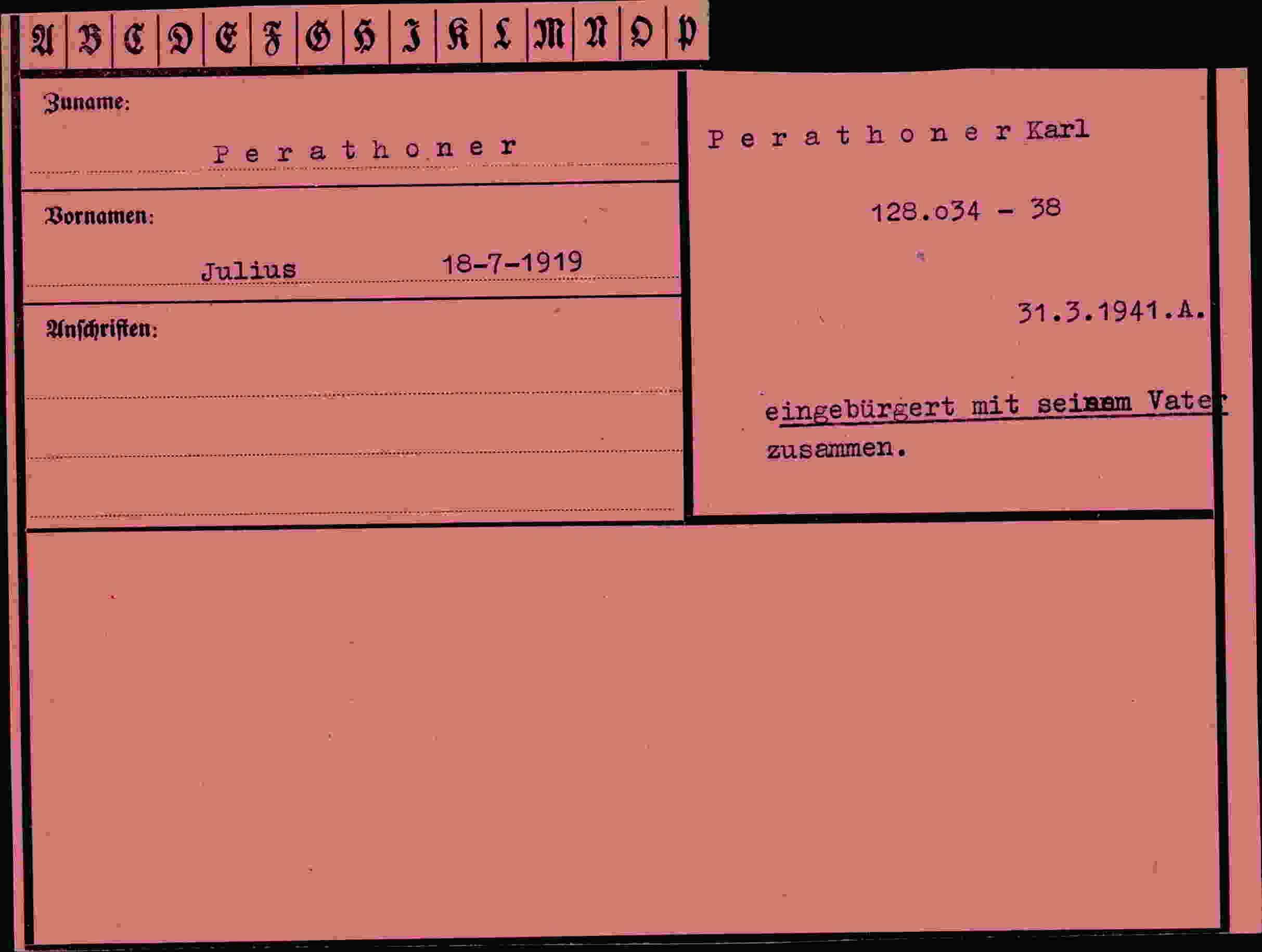 Vorderseite des Dokuments