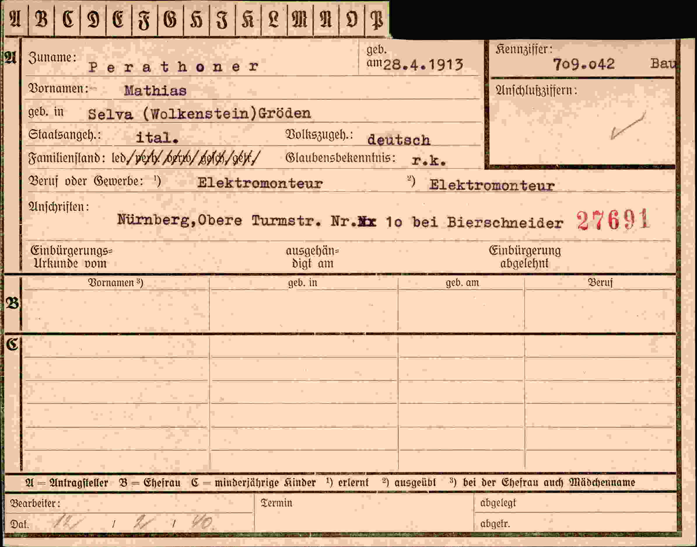 Vorderseite des Dokuments