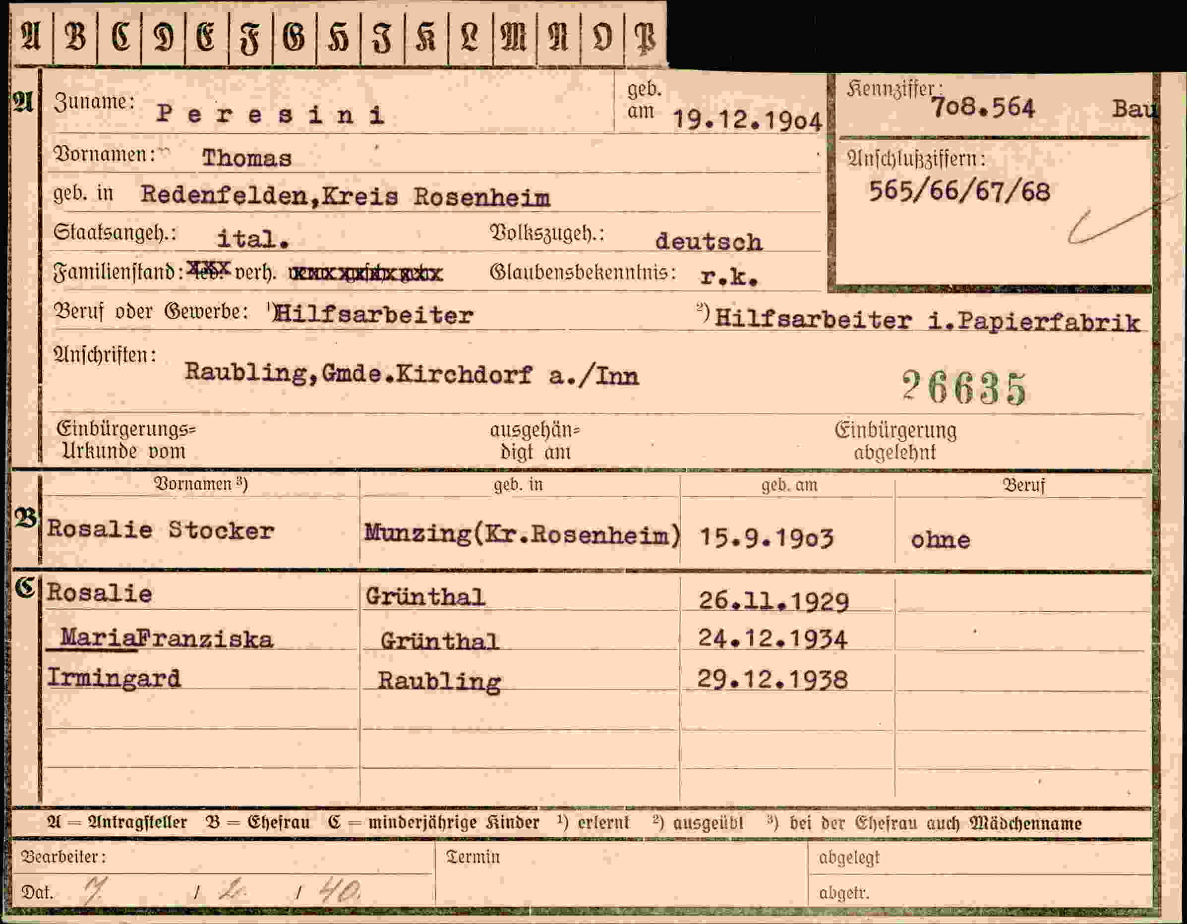 Dokument für Thomas Peresini