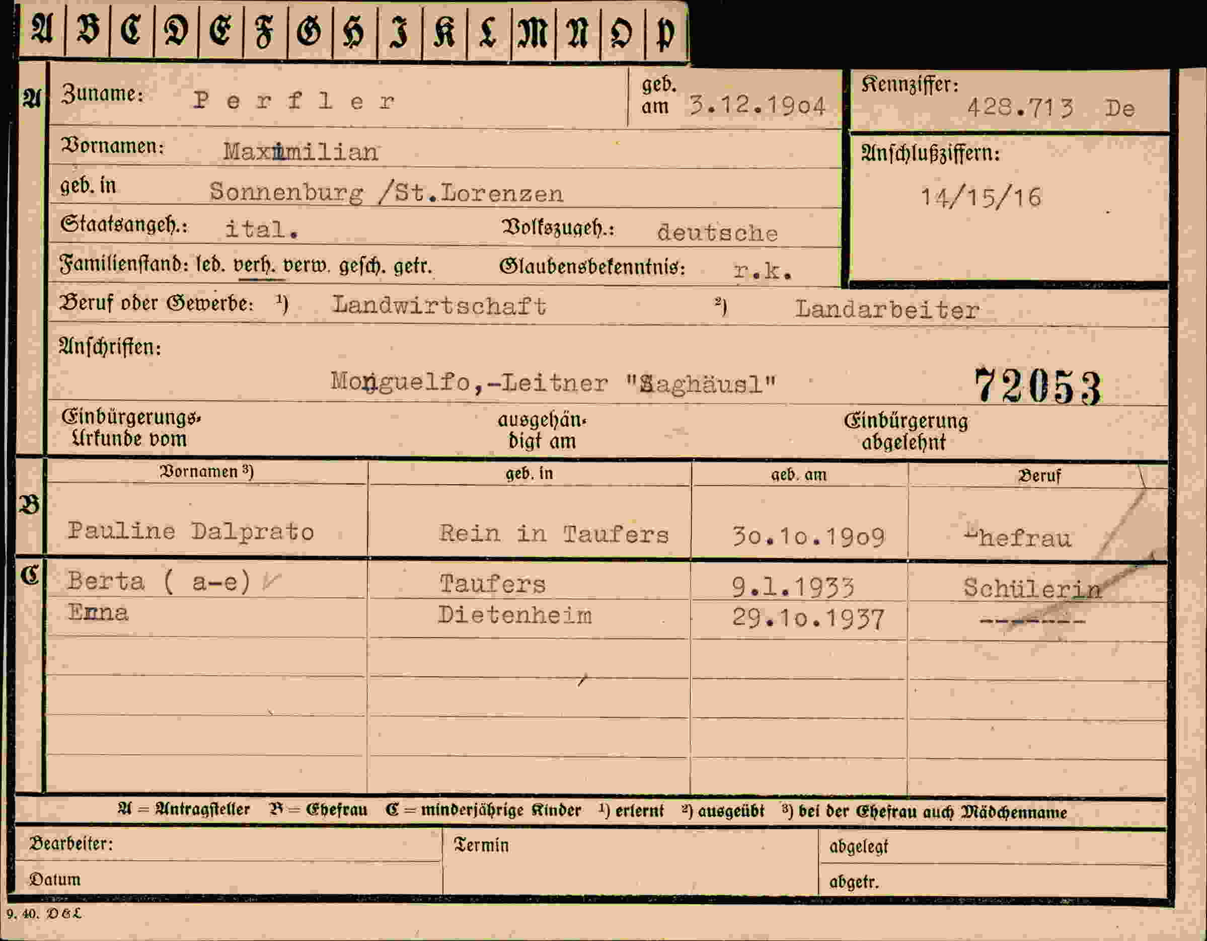 Dokument für Maximilian Perfler