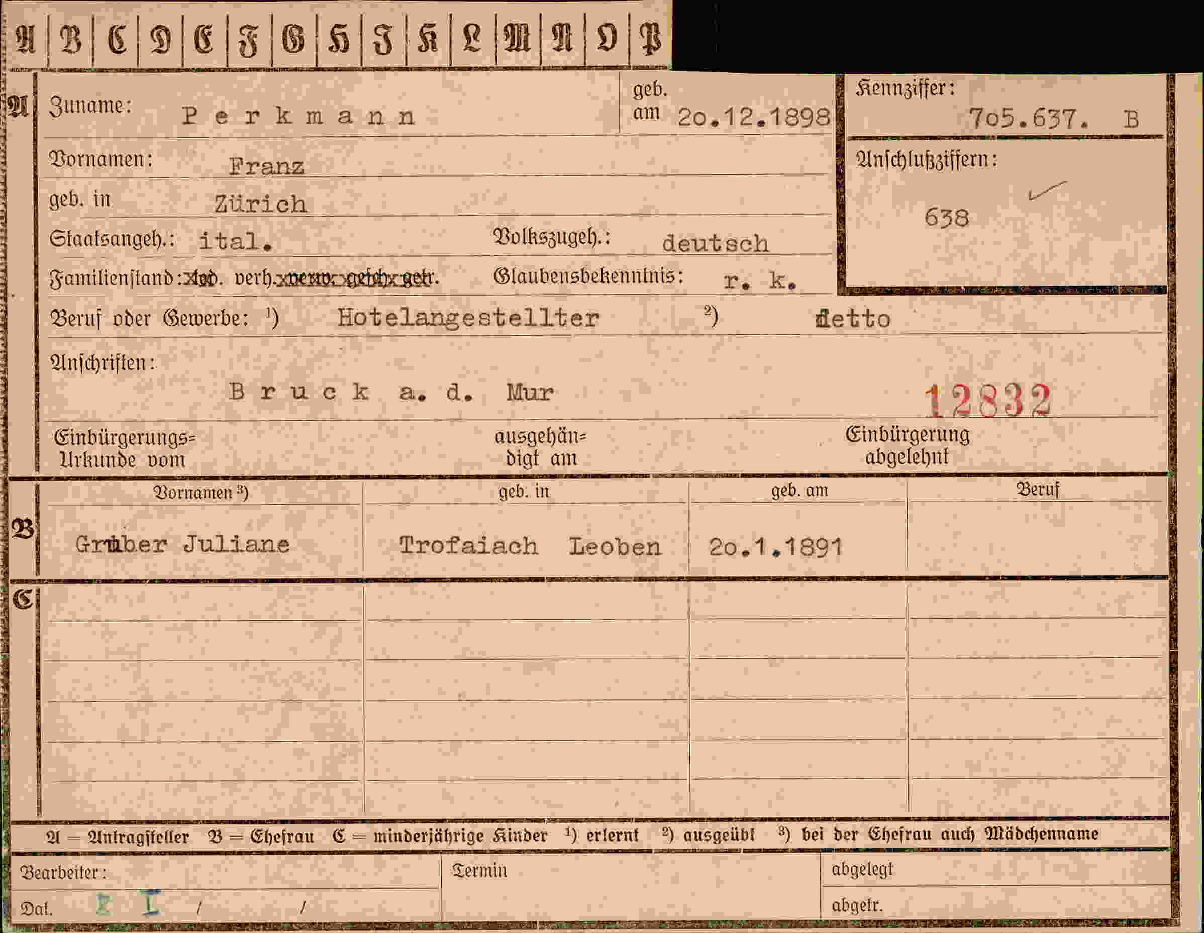Vorderseite des Dokuments